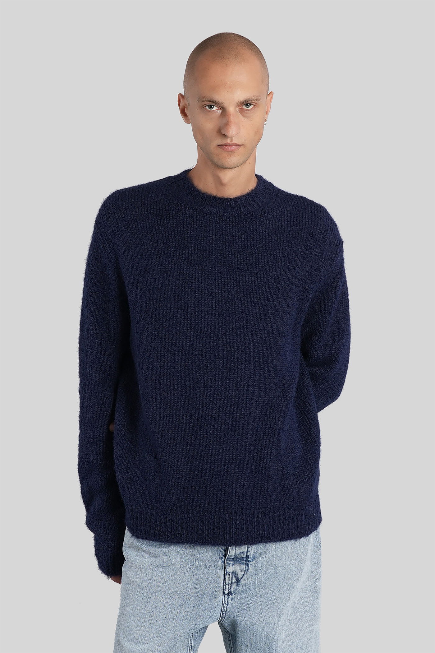 Jil Sander Cs Ns Jumper Knitwear In Blue Wool In Blue