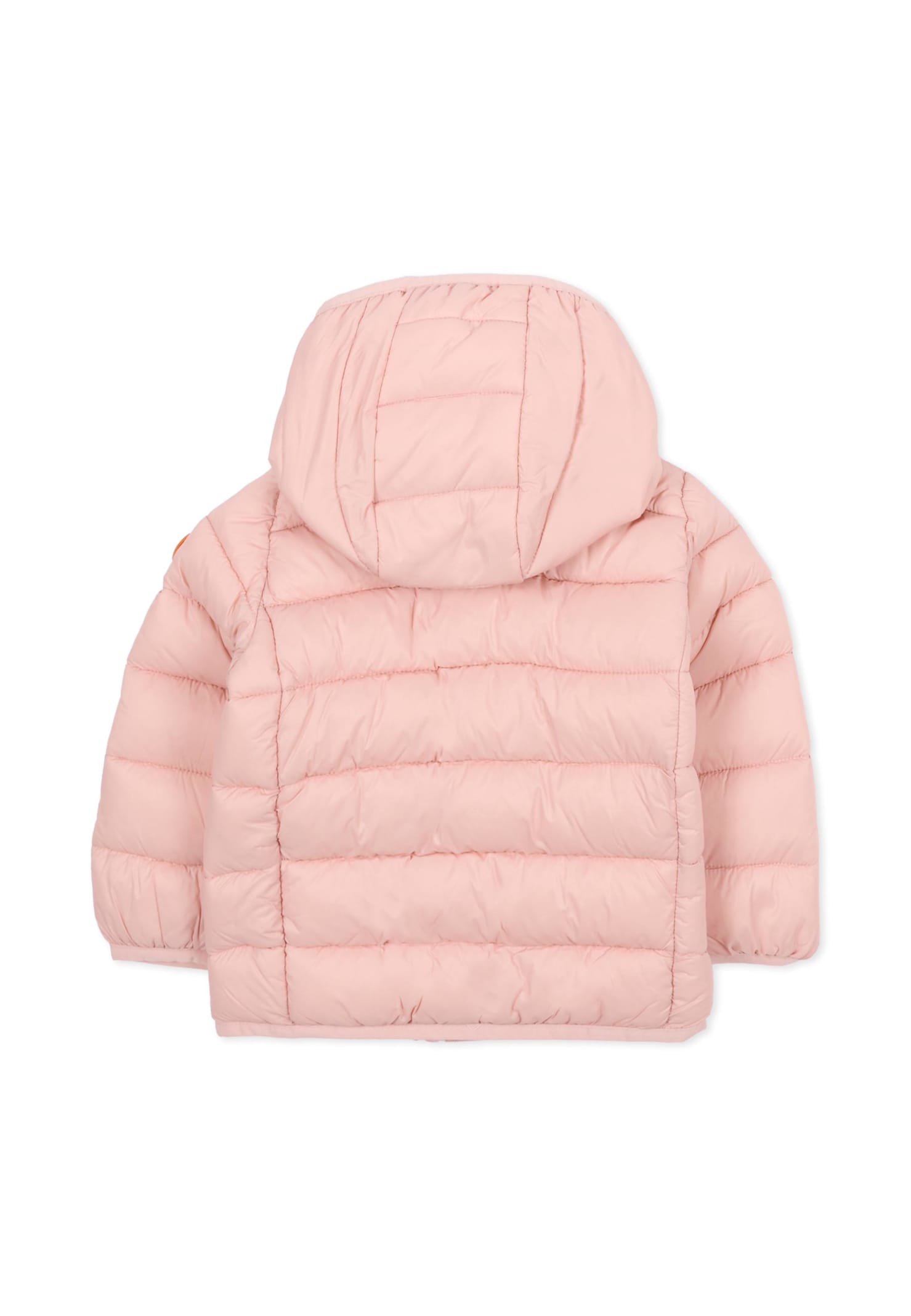 Save The Duck Pink Down Jacket For Baby Girl With Logo In Pink