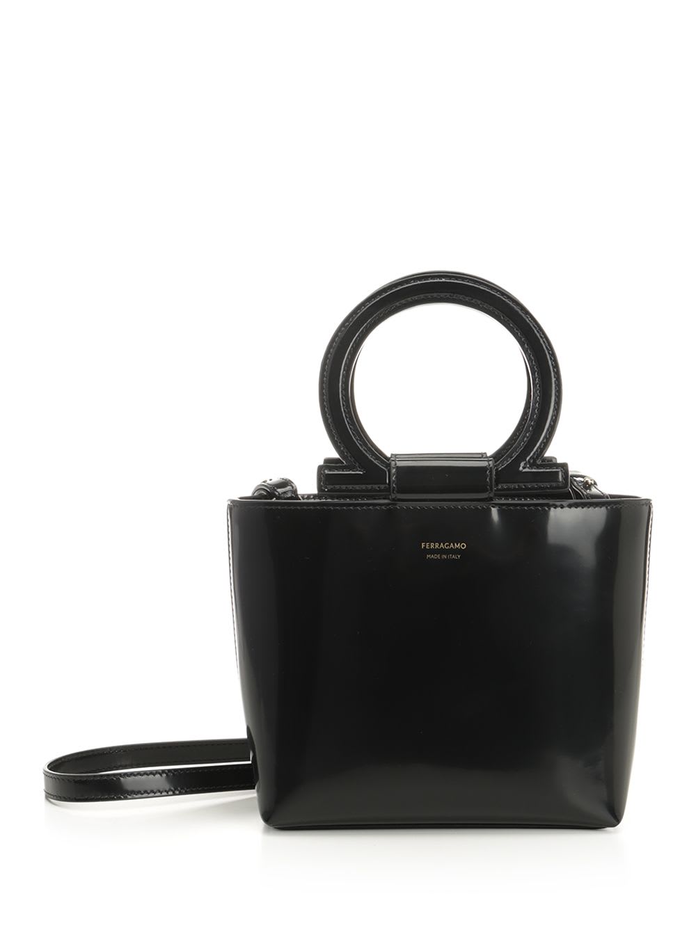 Ferragamo Mini Gancini Handbag In Black