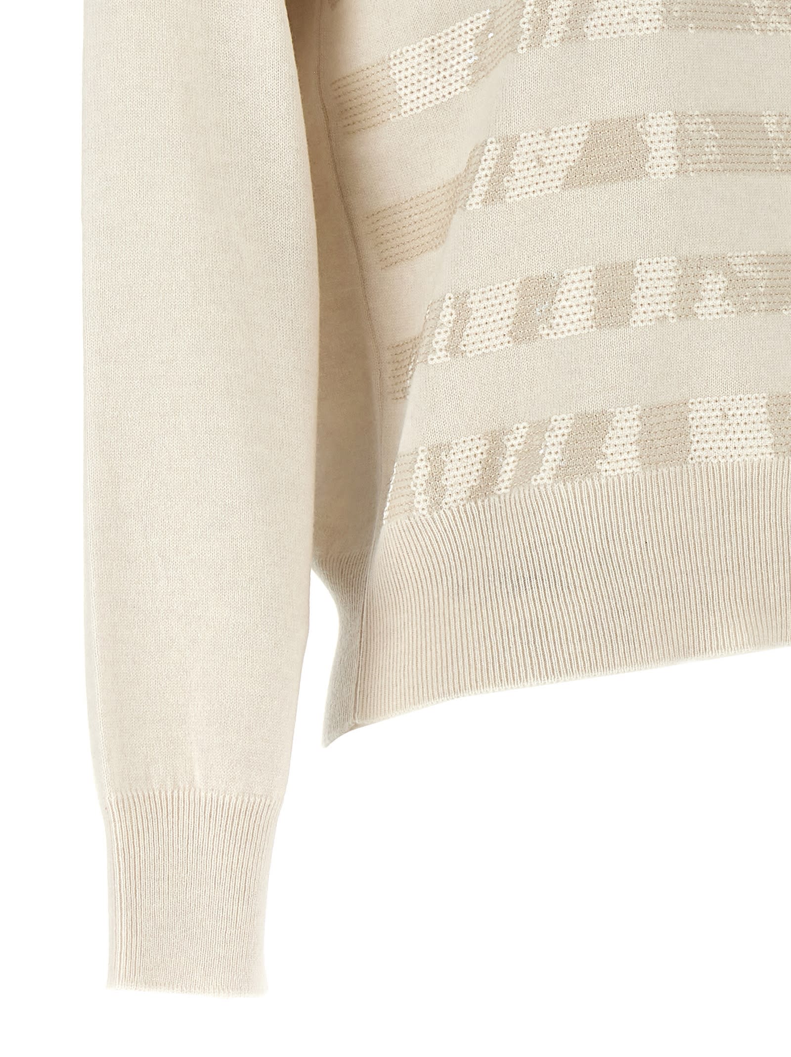 Shop Brunello Cucinelli Sequin Sweater In White