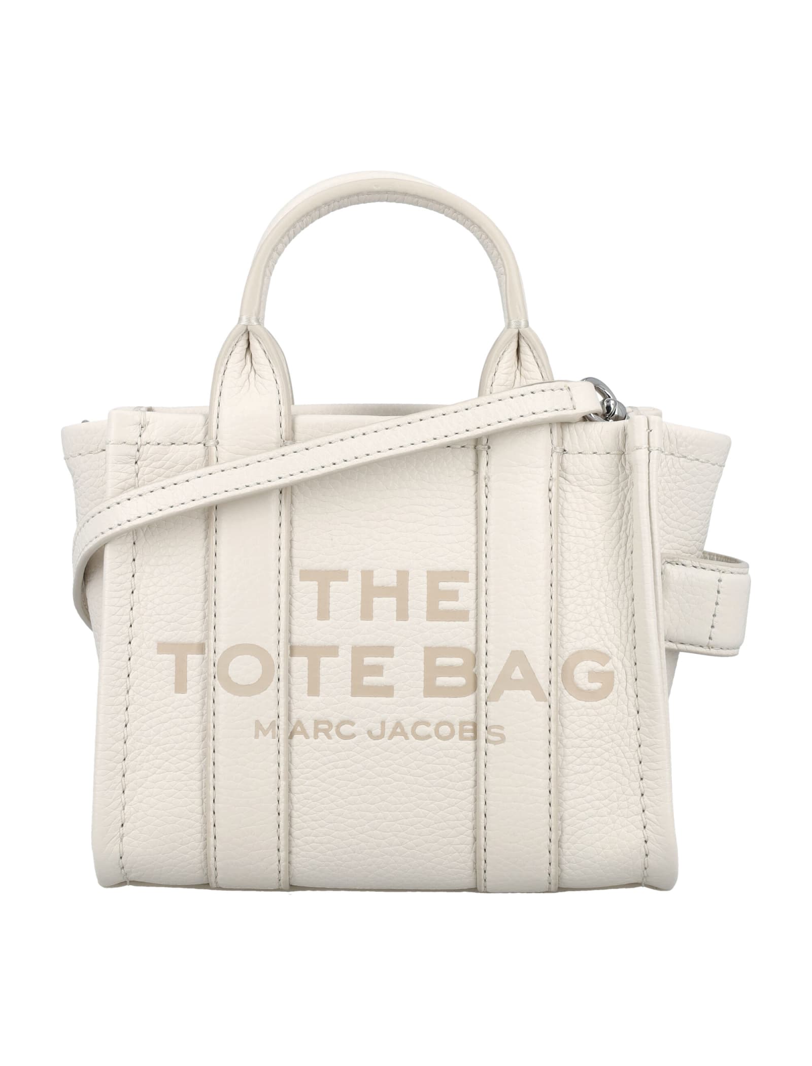 Marc Jacobs The Micro Tote In Cotton Silver
