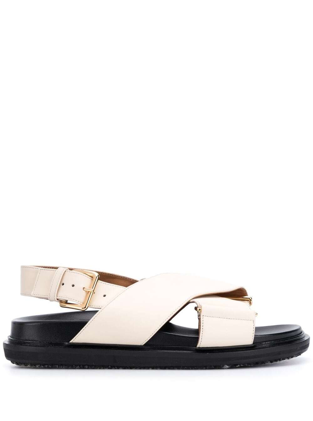 Marni White Leather Sandals With Crossed Bands