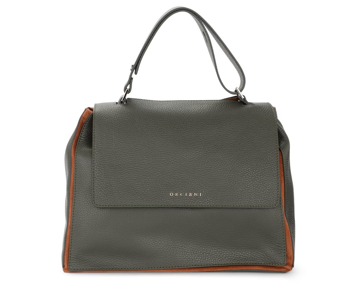 Orciani Sveva Warm Medium Handbag In Green Leather