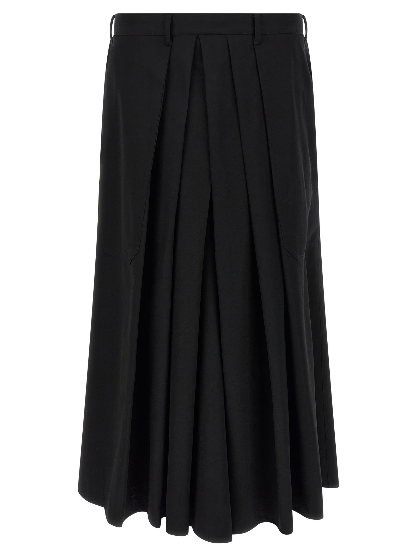 Yohji Yamamoto Pleated Trousers With Button And Belt Loops In Black