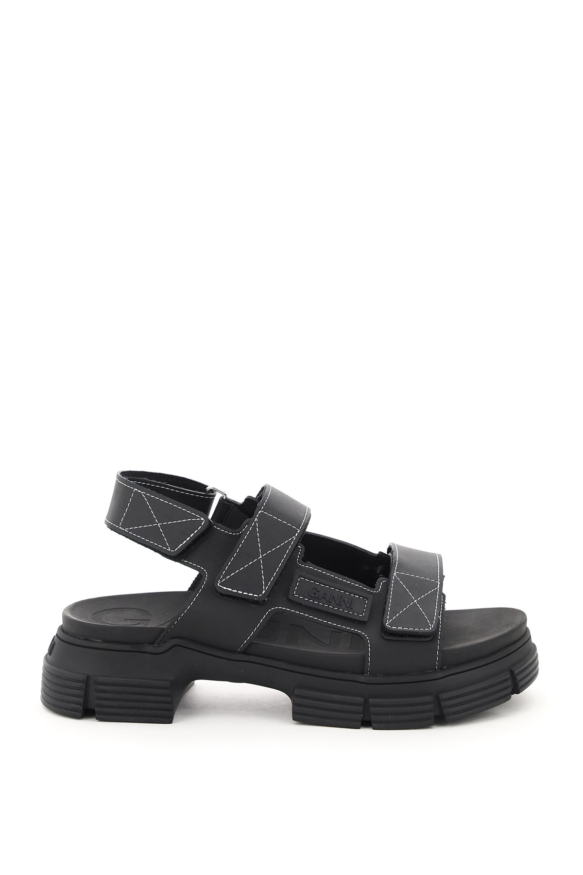 Ganni Recycled Rubber Sandals With Velcro
