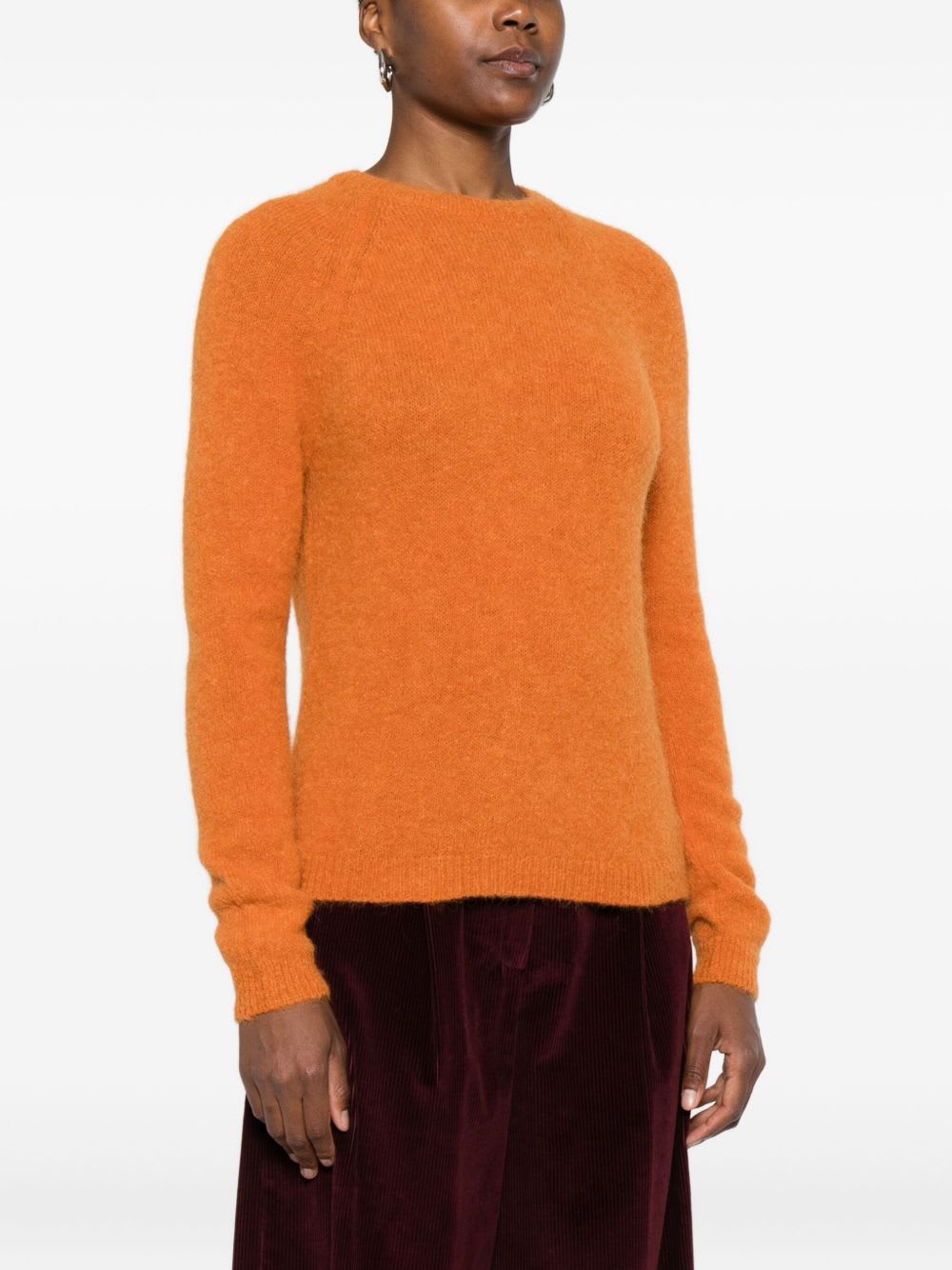 Base Round-neck Long-sleeve Sweater In Orange