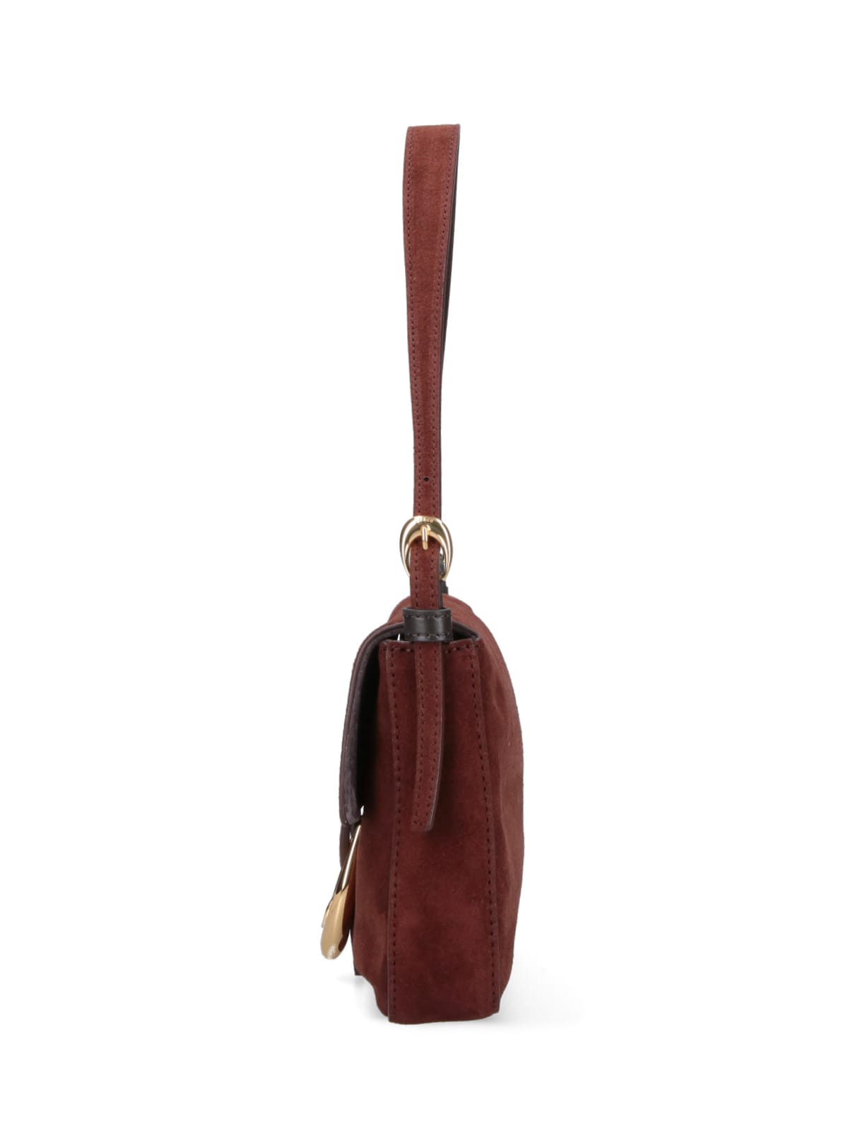 Staud Suede Shoulder Bag Adjustable Strap In Brown