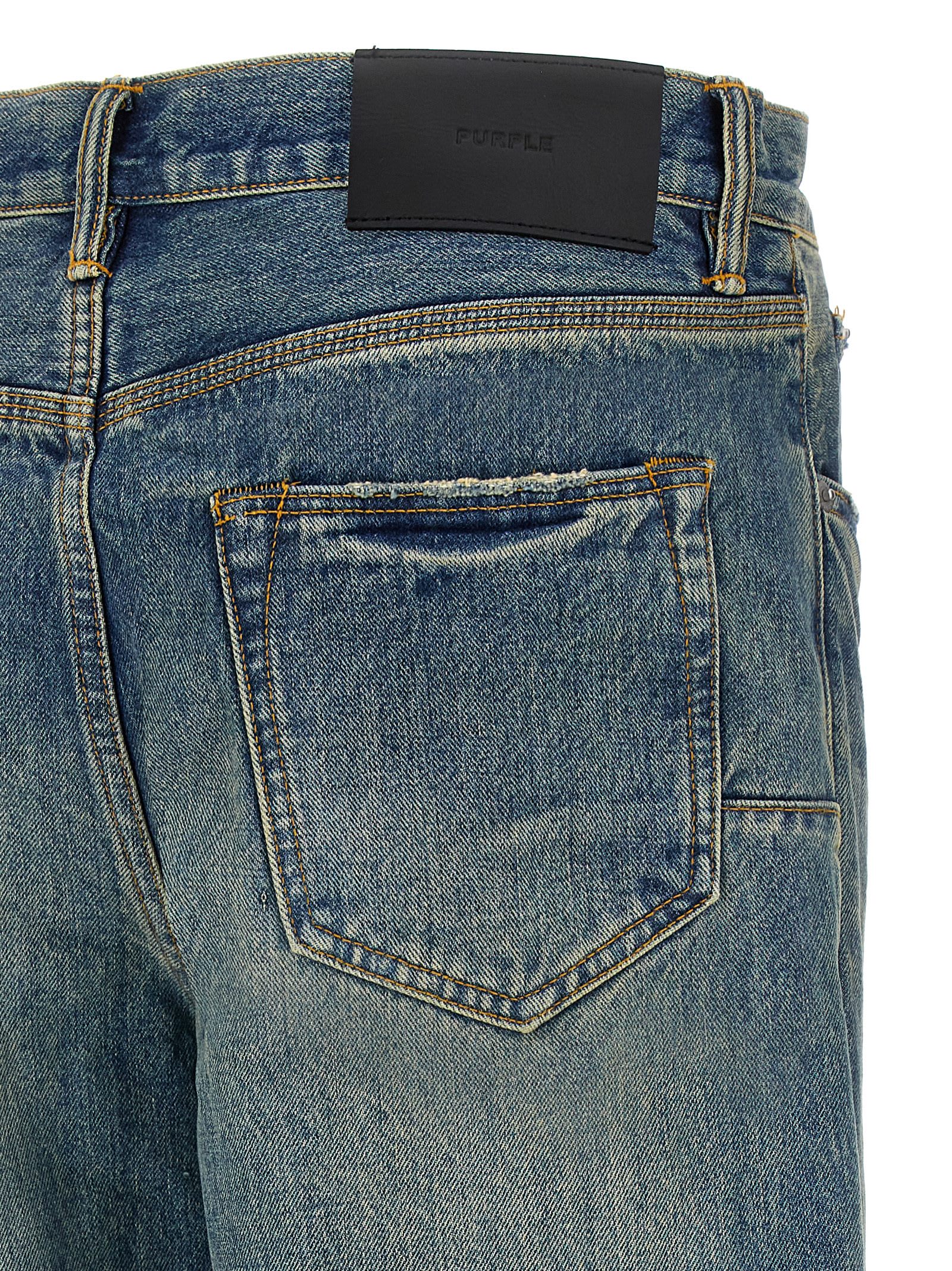 Purple Brand 'hadley Vintage' Blue Jeans With Ripped Detail On The Front And Logo Patch On The Rear In Blue