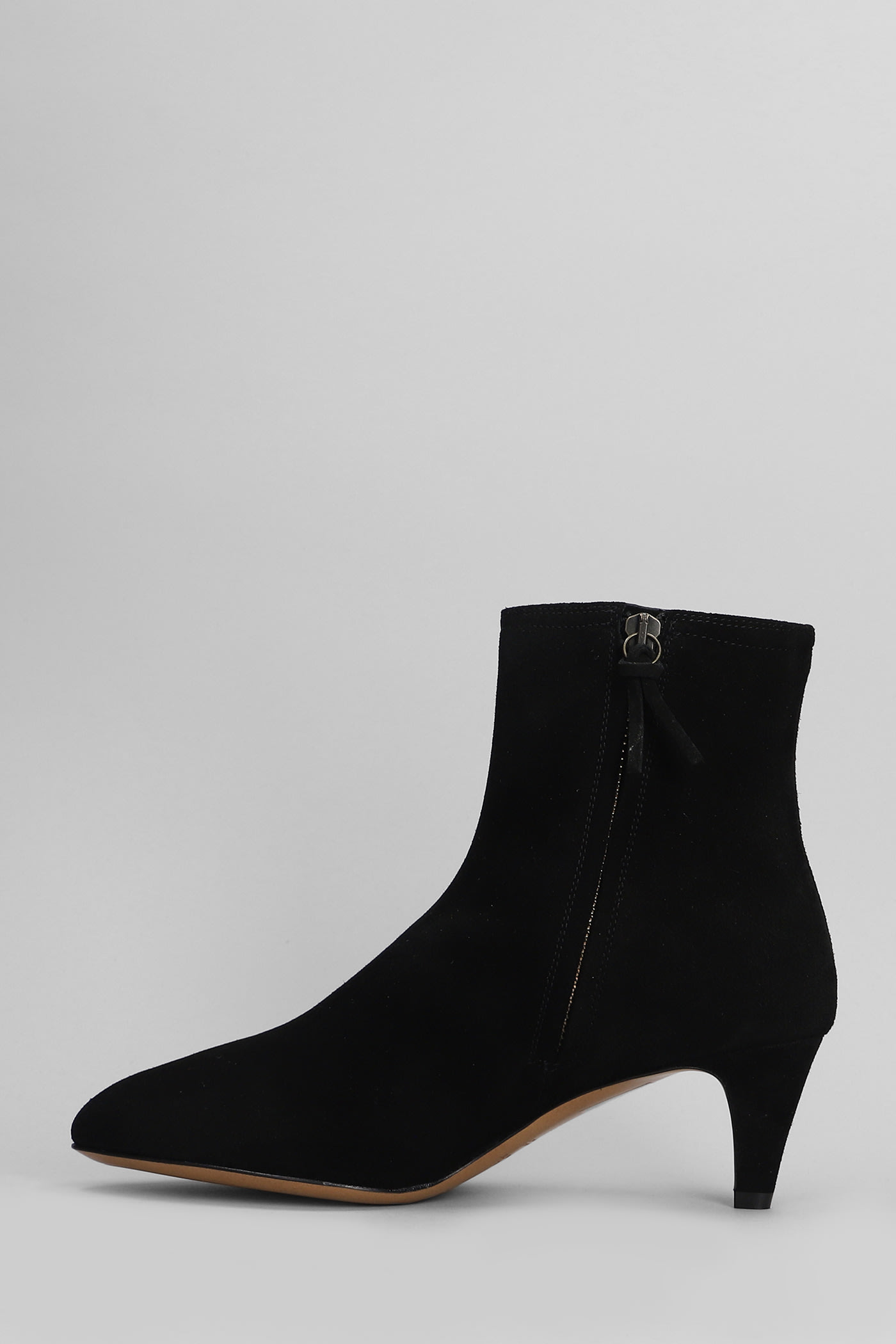 Shop Isabel Marant Deone Low Heels Ankle Boots In Black Suede