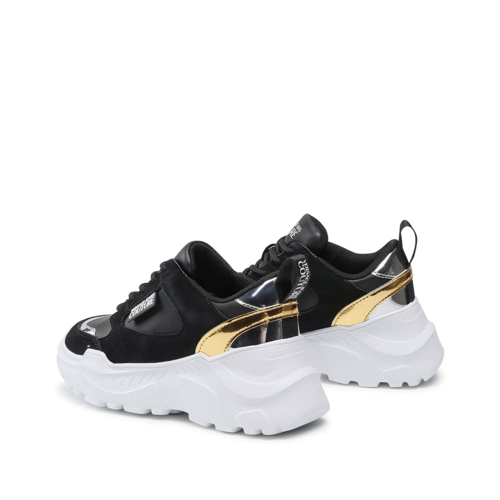 Shop Versace Jeans Couture Jeans Couture Leather And Suede Sneakers In Black