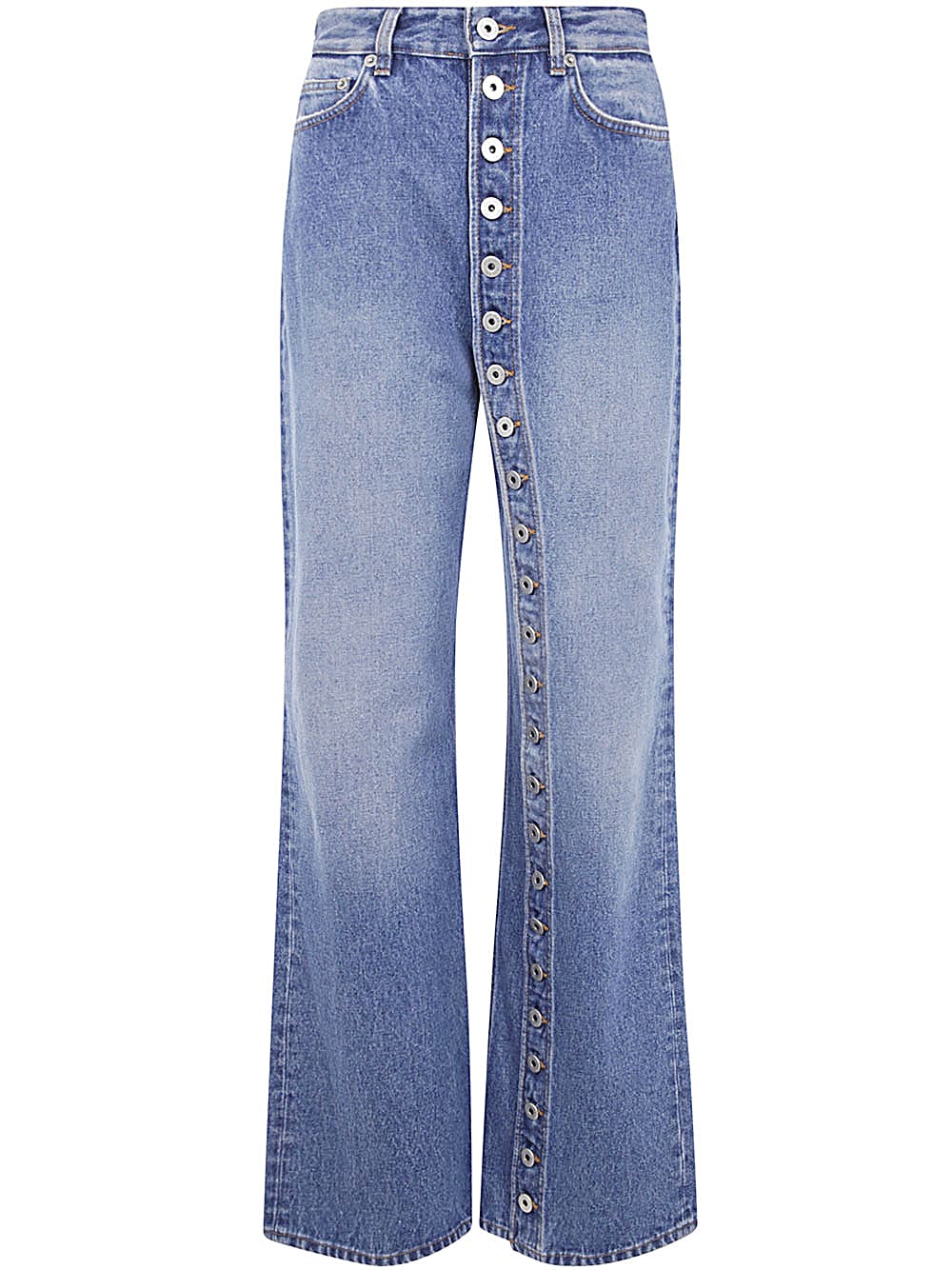 Denim Jean With One Leg Buttons Detail