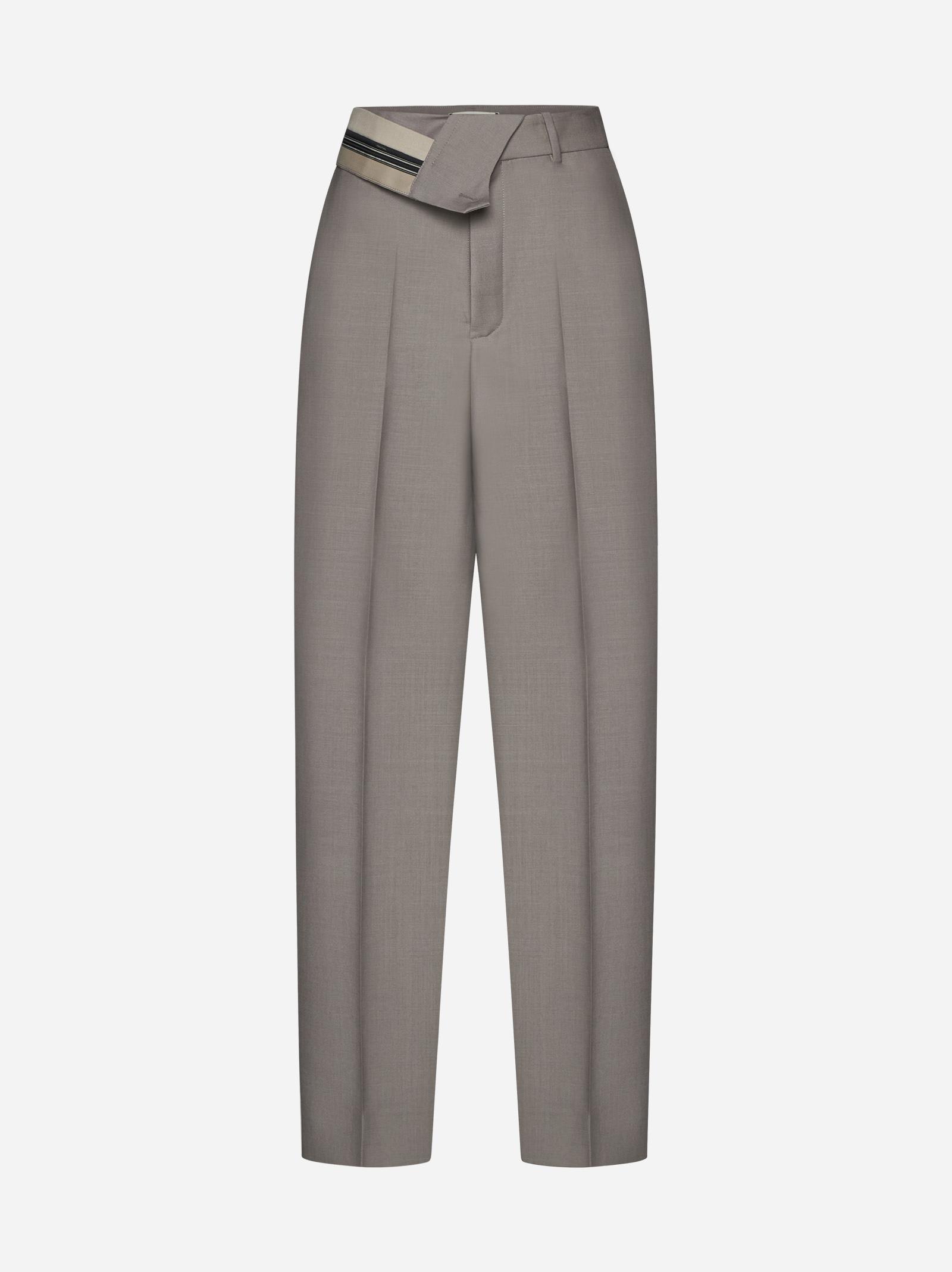 Shop Fendi Mohair And Wool Trousers In Beige