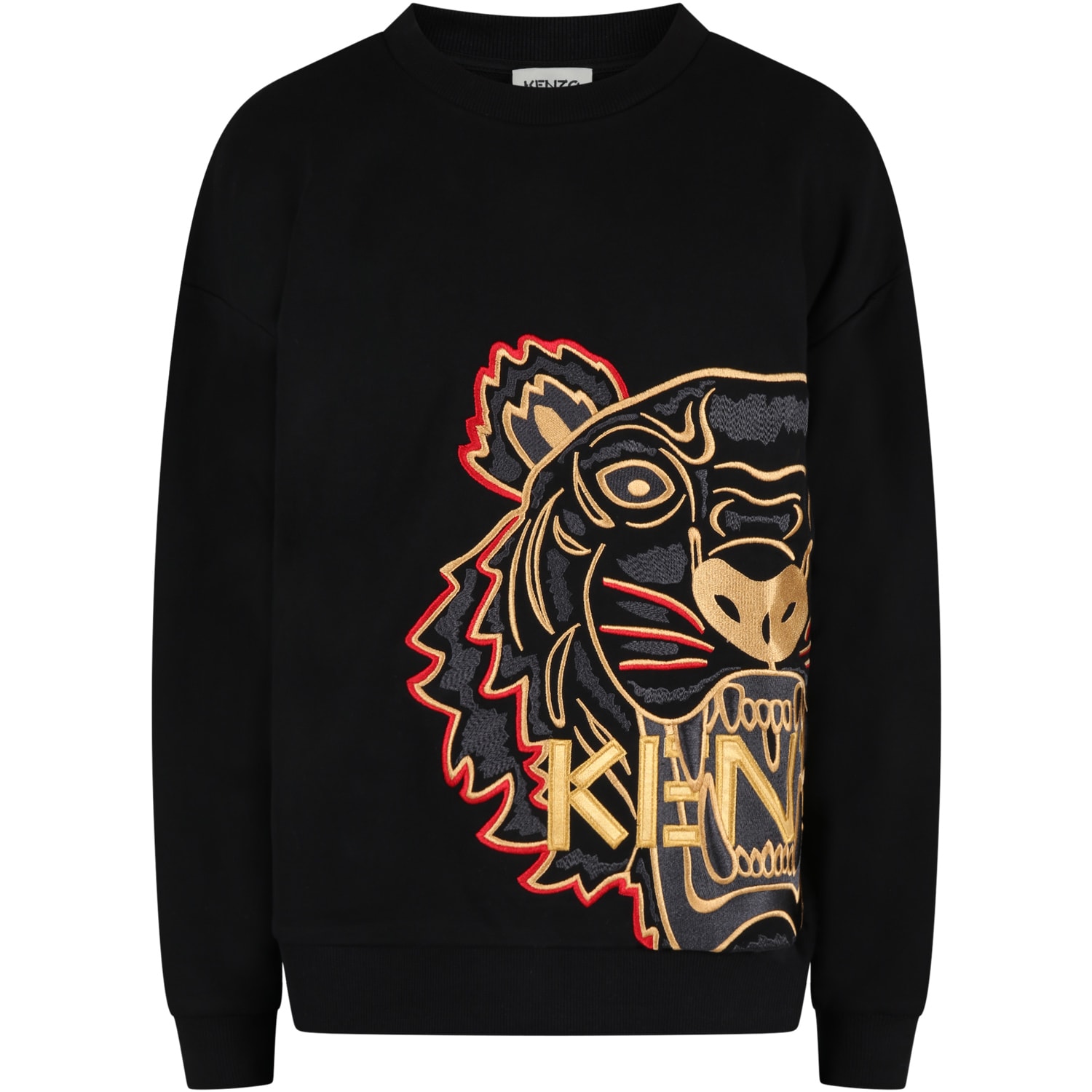 Kenzo Kids Black Sweatshirt For Kids With Tiger