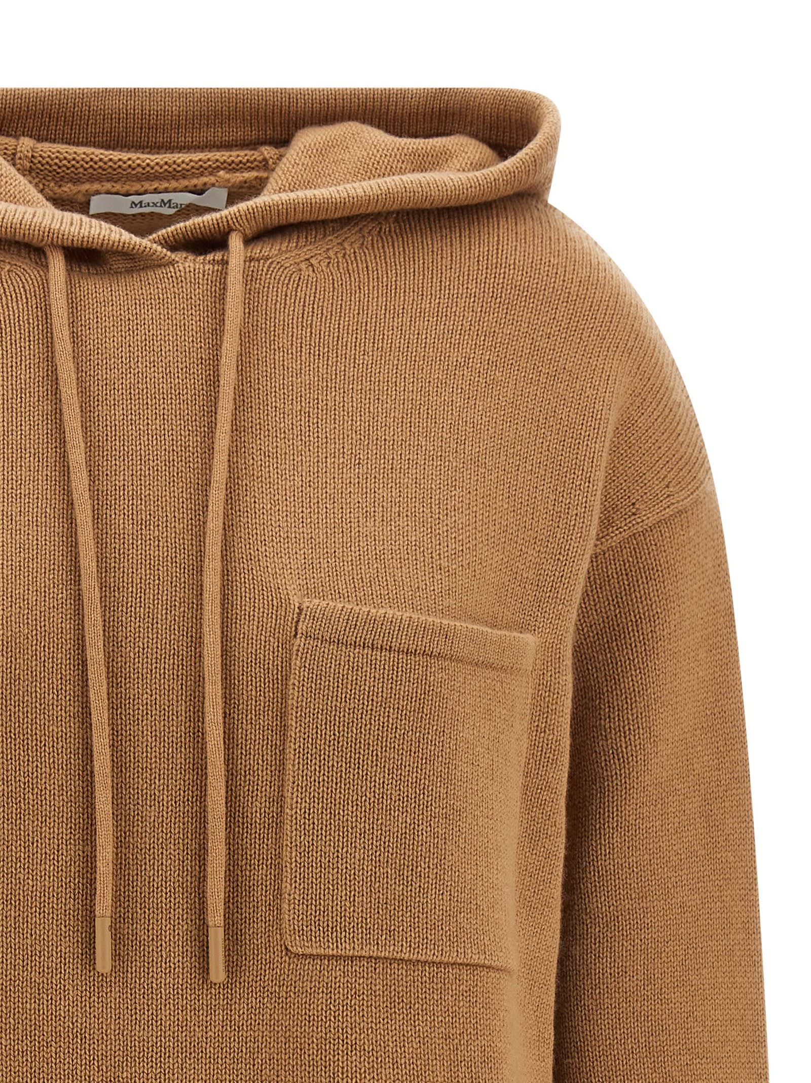 Max Mara Liana Wool And Cashmere Hooded Sweater In Brown