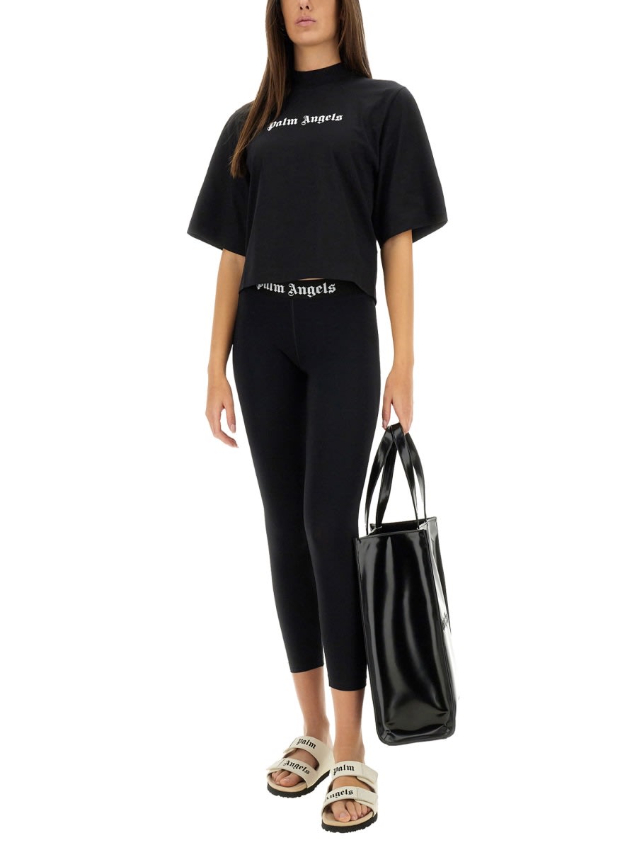 Palm Angels Logo Loose T-shirt Black In Black