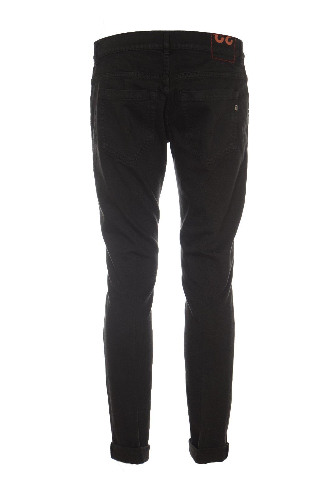 Shop Dondup Button Detailed Straight Leg Jeans In Nero