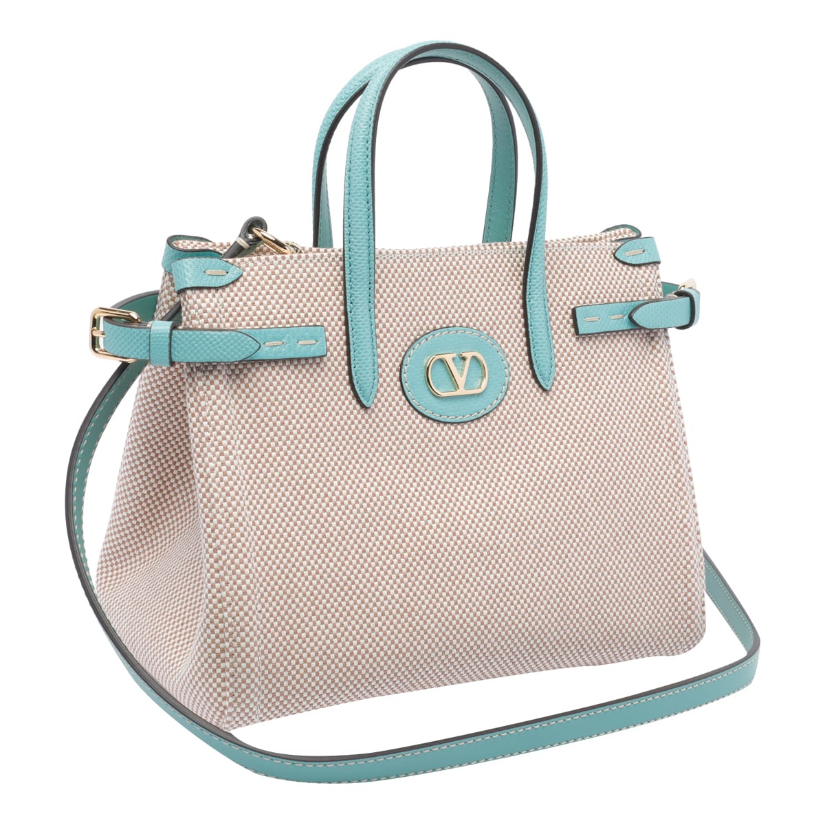 Valentino Antibes Canvas And Karung Shopping Tote Bag In Beige