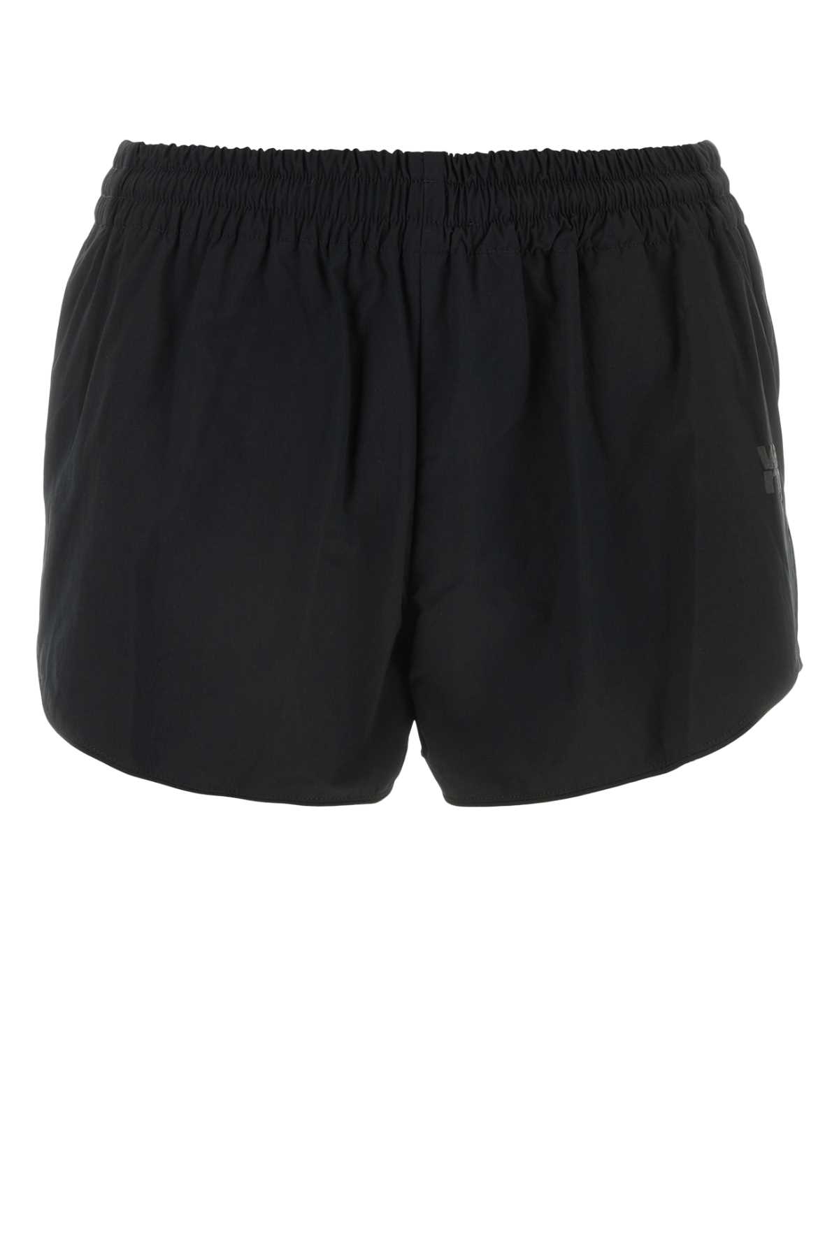 Black Polyester Blend Shorts