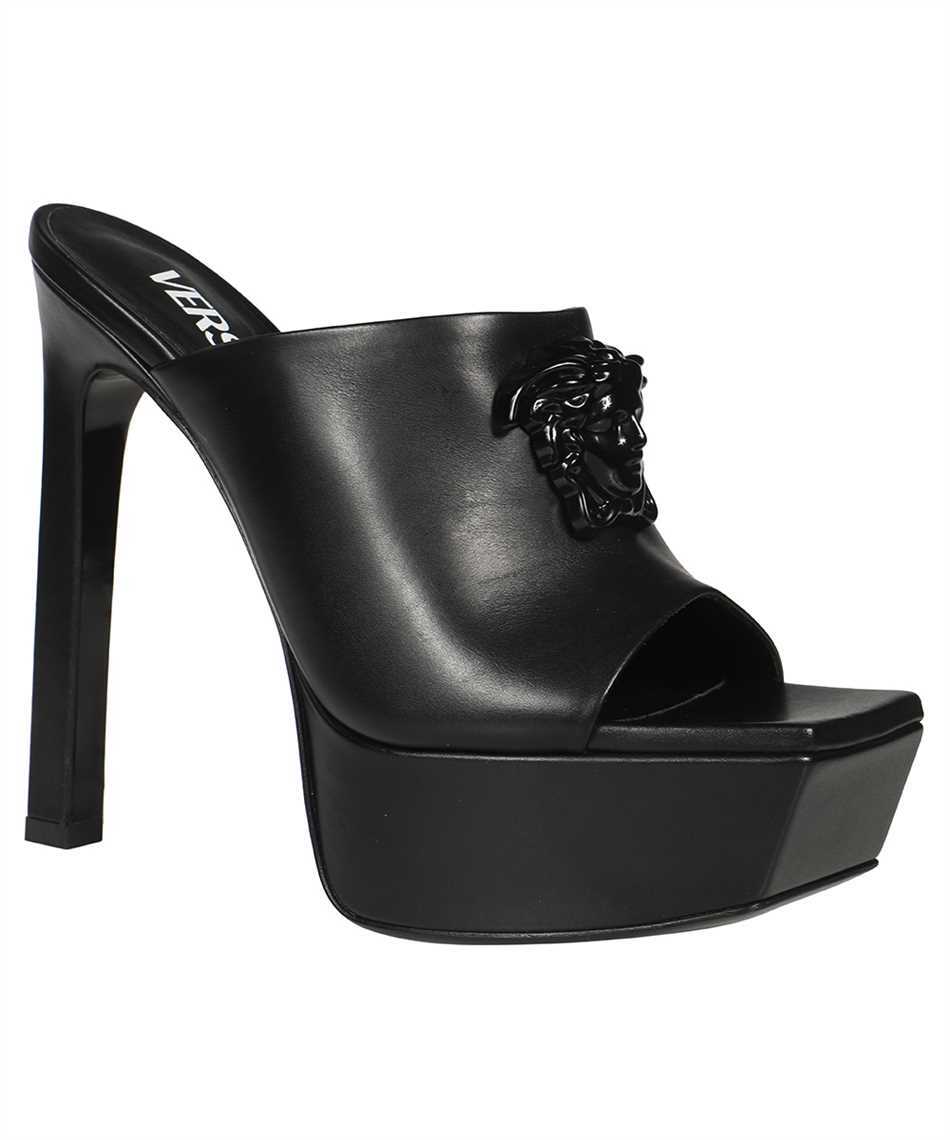 Versace 140mm Medusa Leather Platform Mules In Black