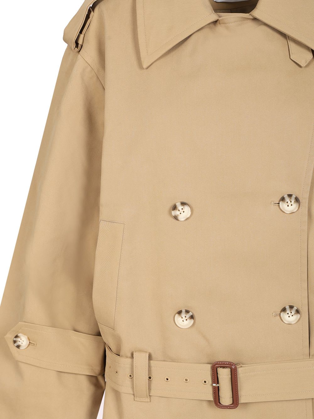 Self-portrait Beige Trench Jacket Coats Beige In Brown