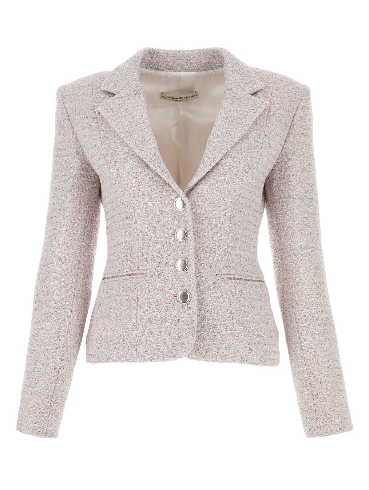 Shop Alessandra Rich Embellished Single-breasted Blazer In Pink/blue
