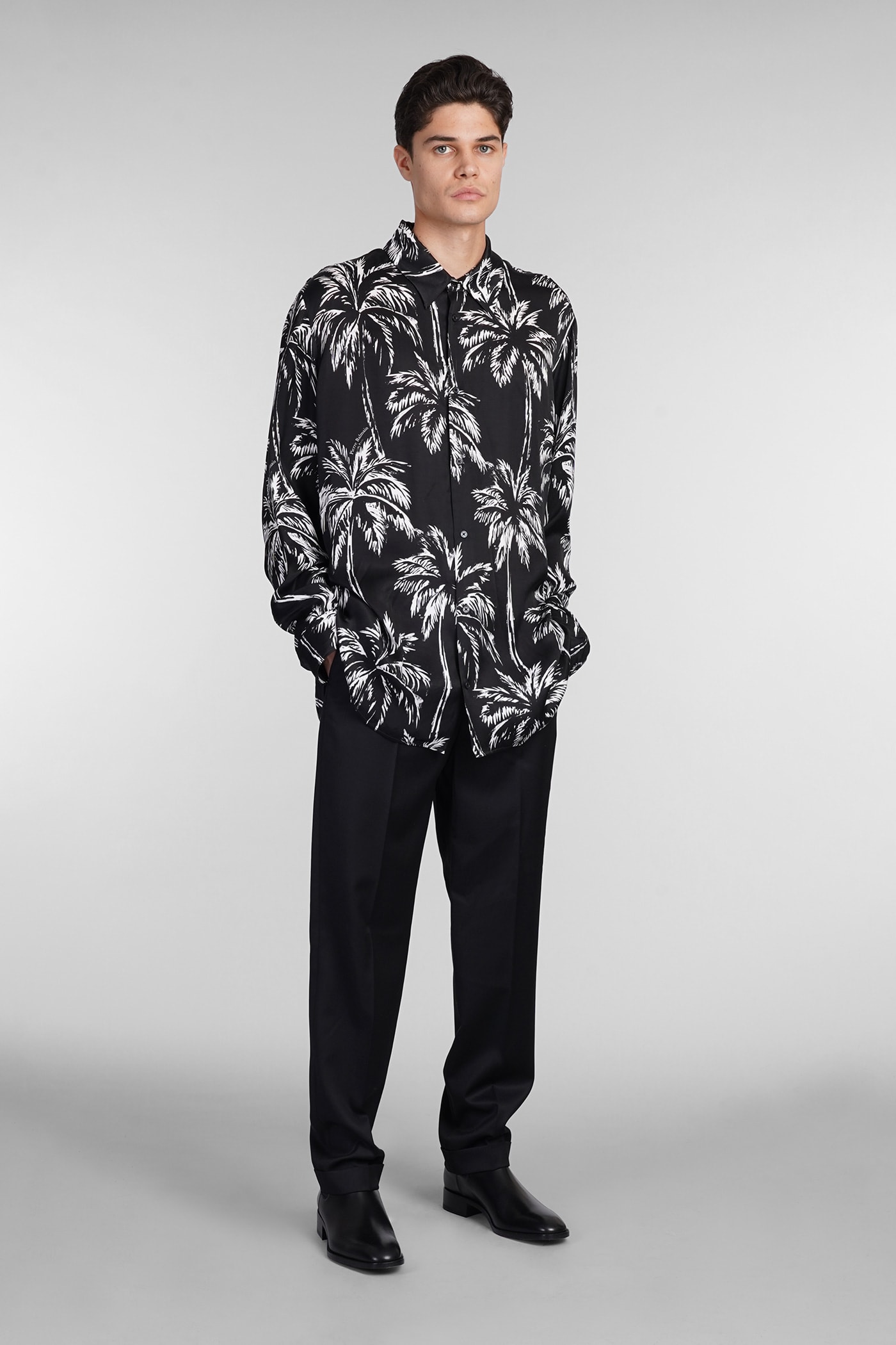 Shop Balmain Shirt In Black Polyamide Polyester