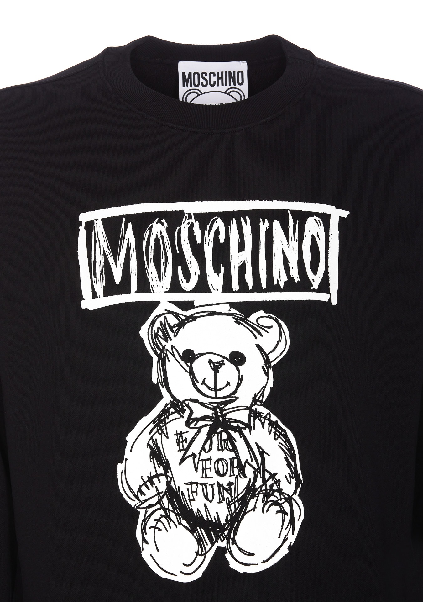 Shop Moschino Drawn Teddy Bear Sweatshrit In Black