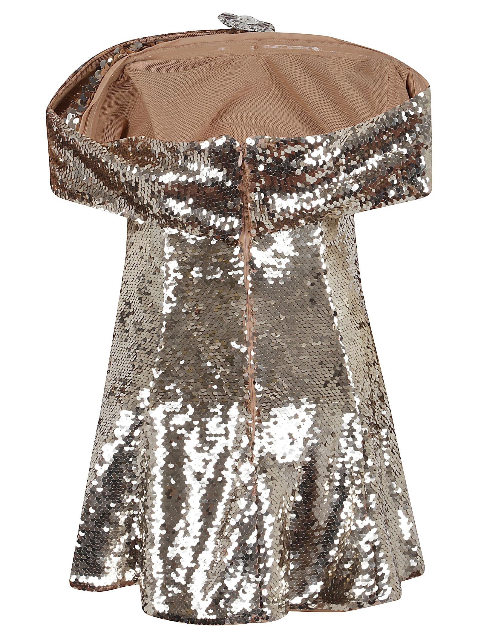 SELF-PORTRAIT GOLD SEQUIN OFF SHOULDER MINI DRESS