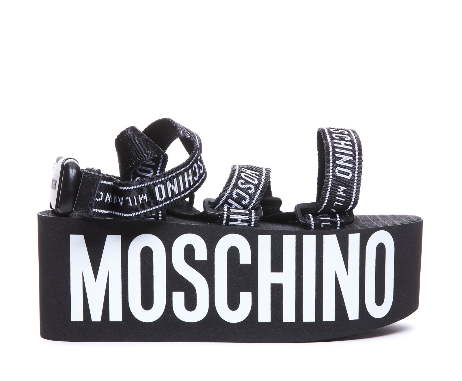 Moschino Logo Tape Wedge Sandals