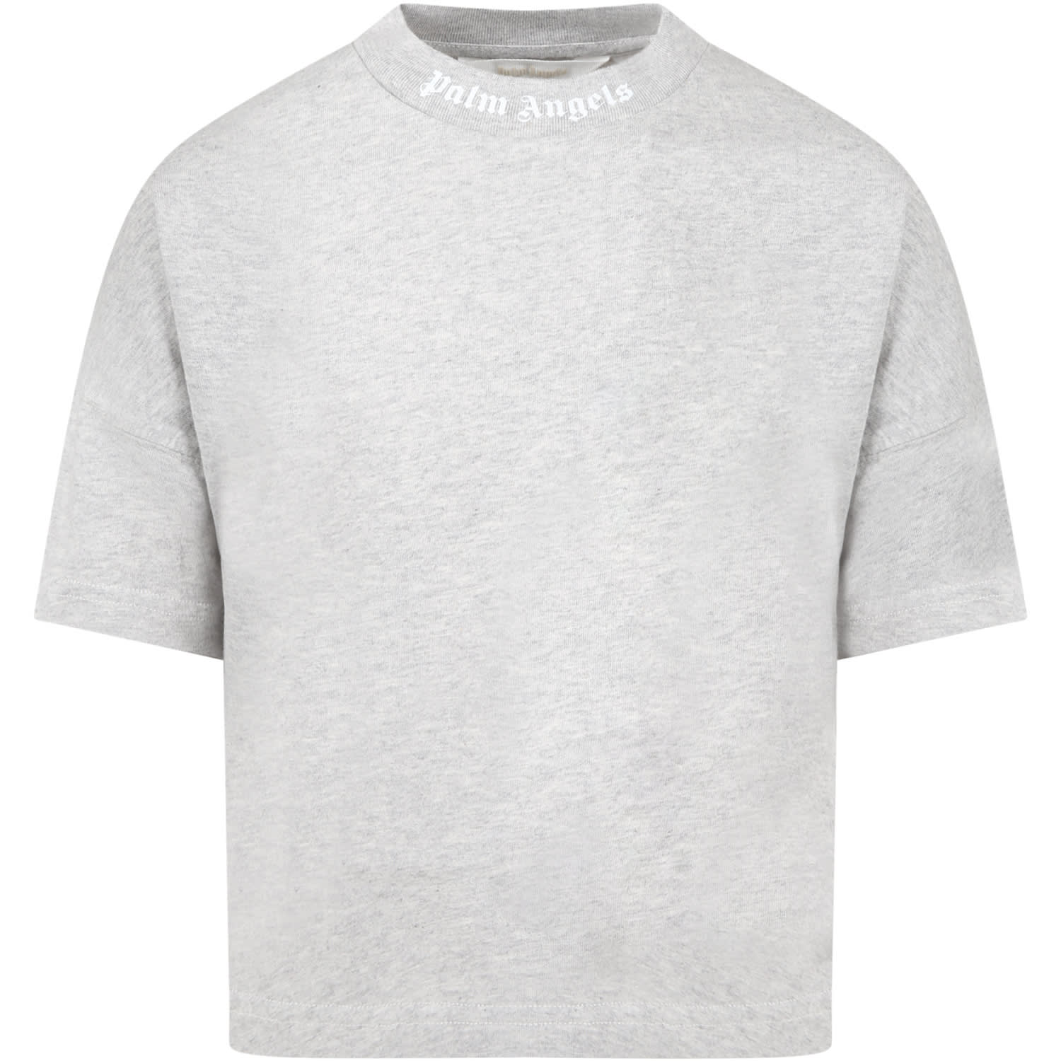 Palm Angels Grey T-shirt For Boy With White Logo