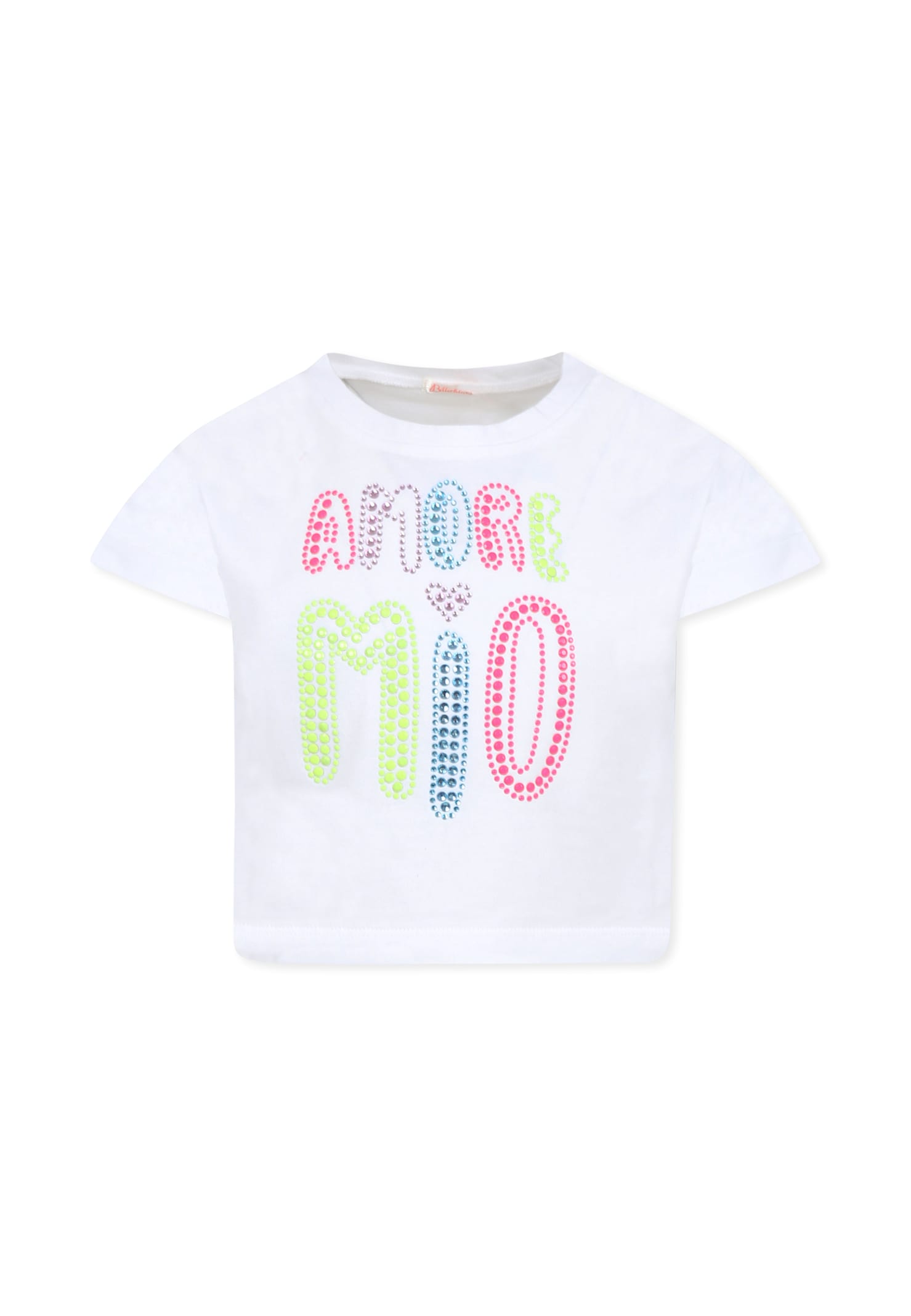 Billieblush White Crop T-shirt For Girl With Writing In White