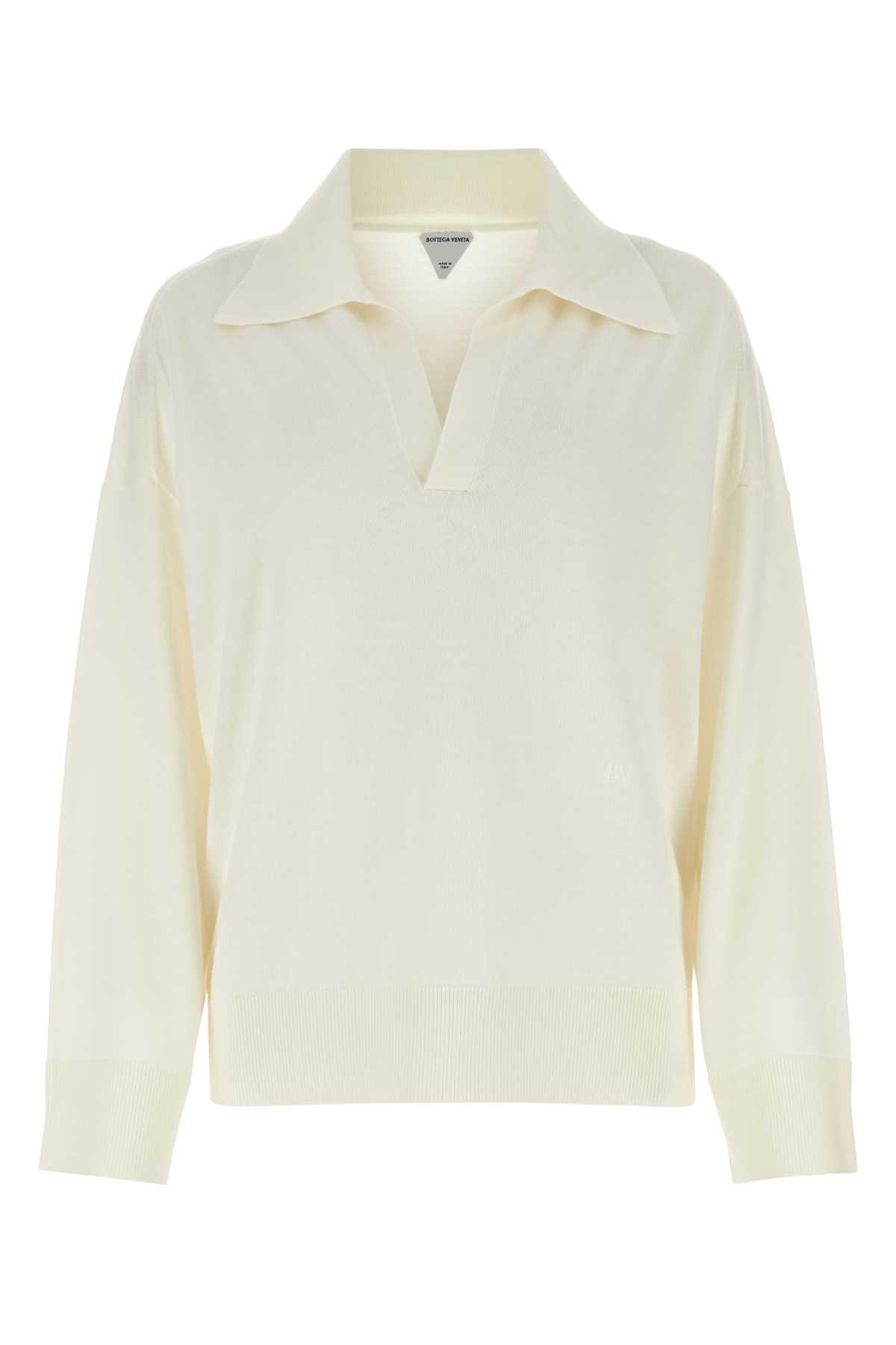 Shop Bottega Veneta Ivory Wool Oversize Polo Shirt In White