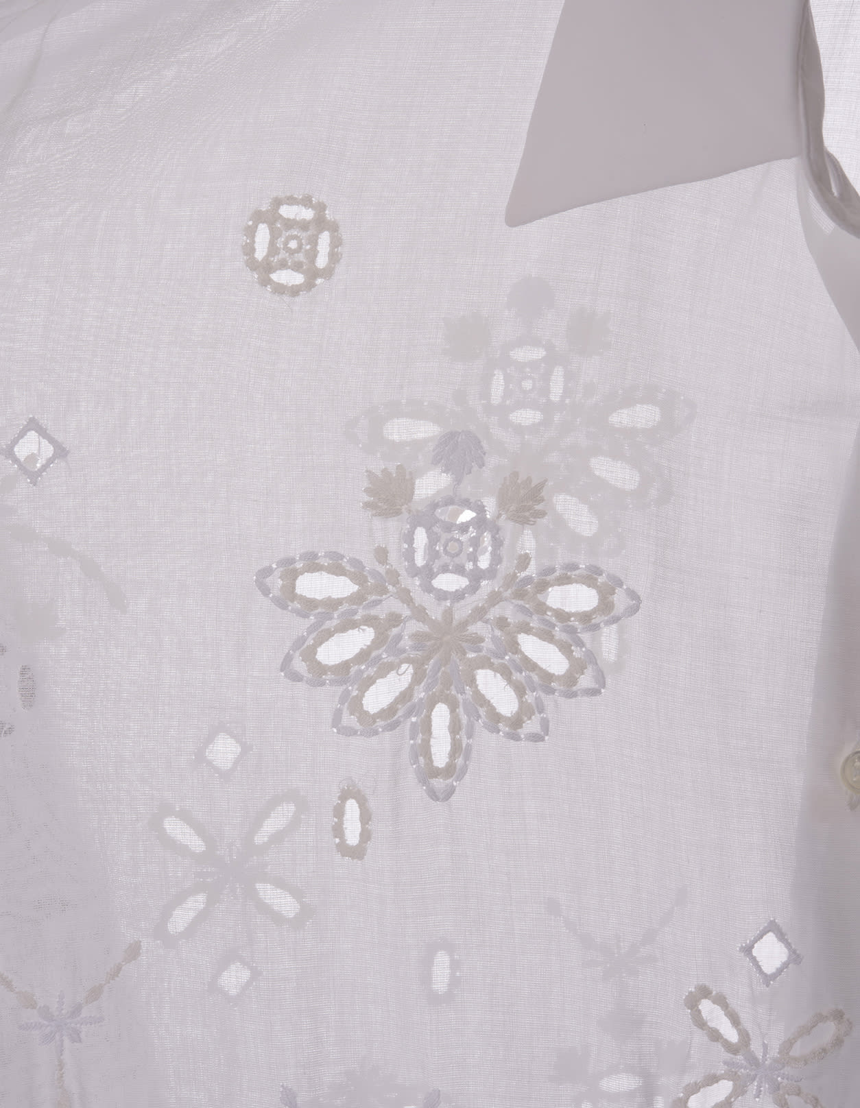 Shop Ermanno Scervino White Over Shirt With Sangallo Lace