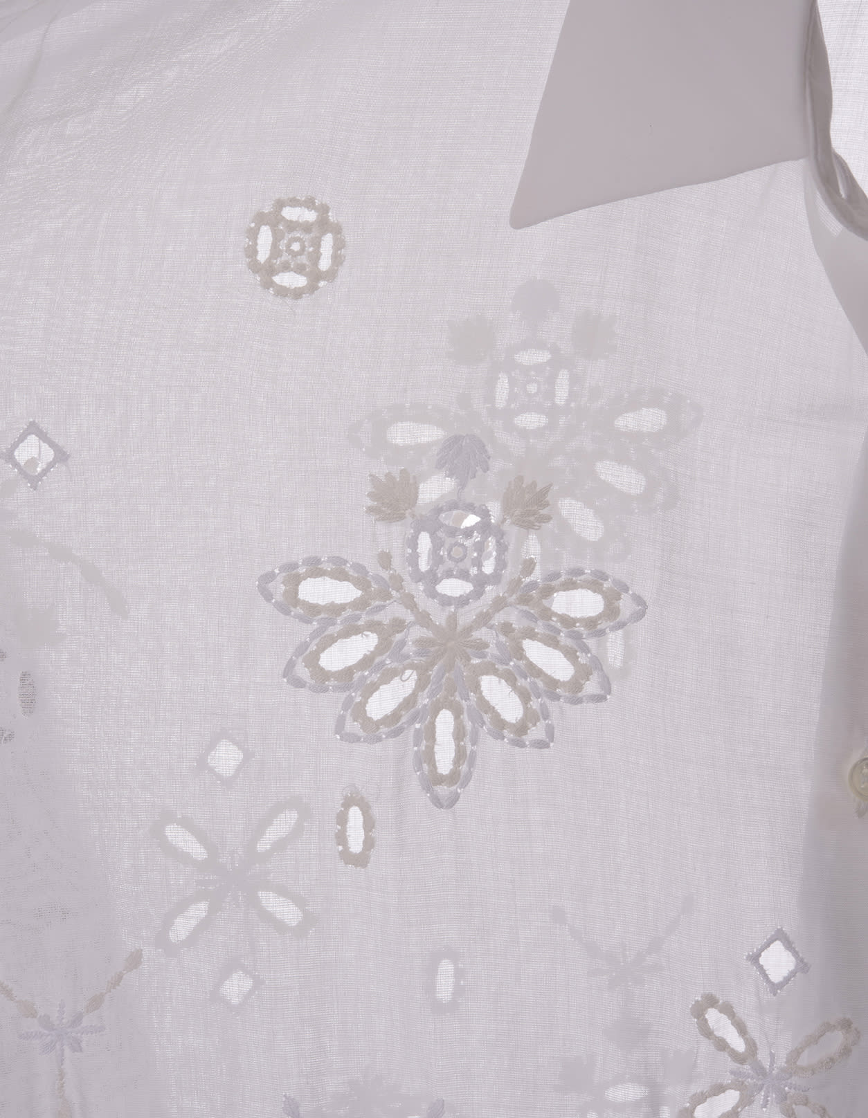 Ermanno Scervino White Over Shirt With Sangallo Lace Cut-outs In White