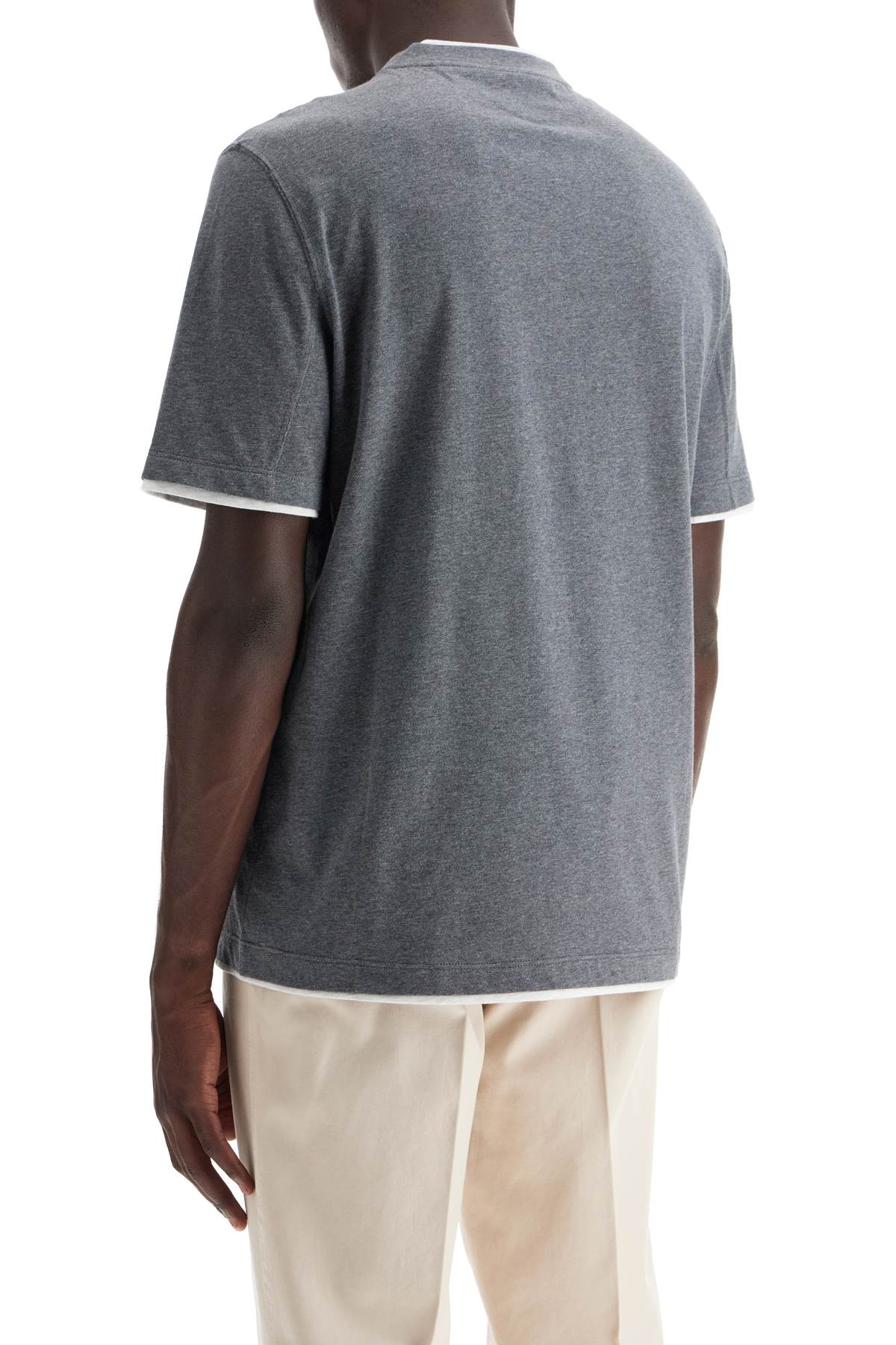 Shop Brunello Cucinelli Layered-effect T-shirt In Piombo+perla (grey)