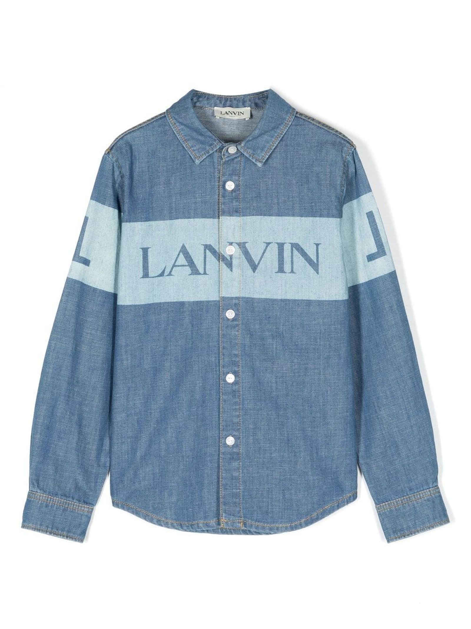 Lanvin Kids' Blue Cotton Shirt In Jeans