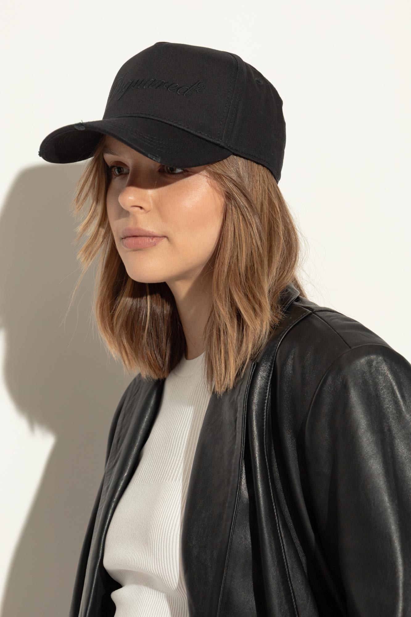 Dsquared2 Structured Baseball Cap Curved Brim In Black