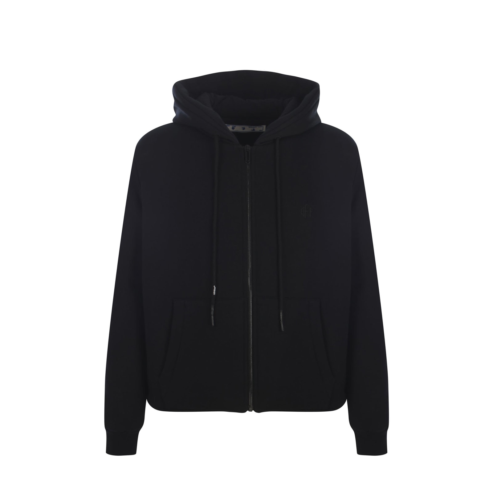 Shop Off-white Off Skate Zip Jersey Hoodie In Black