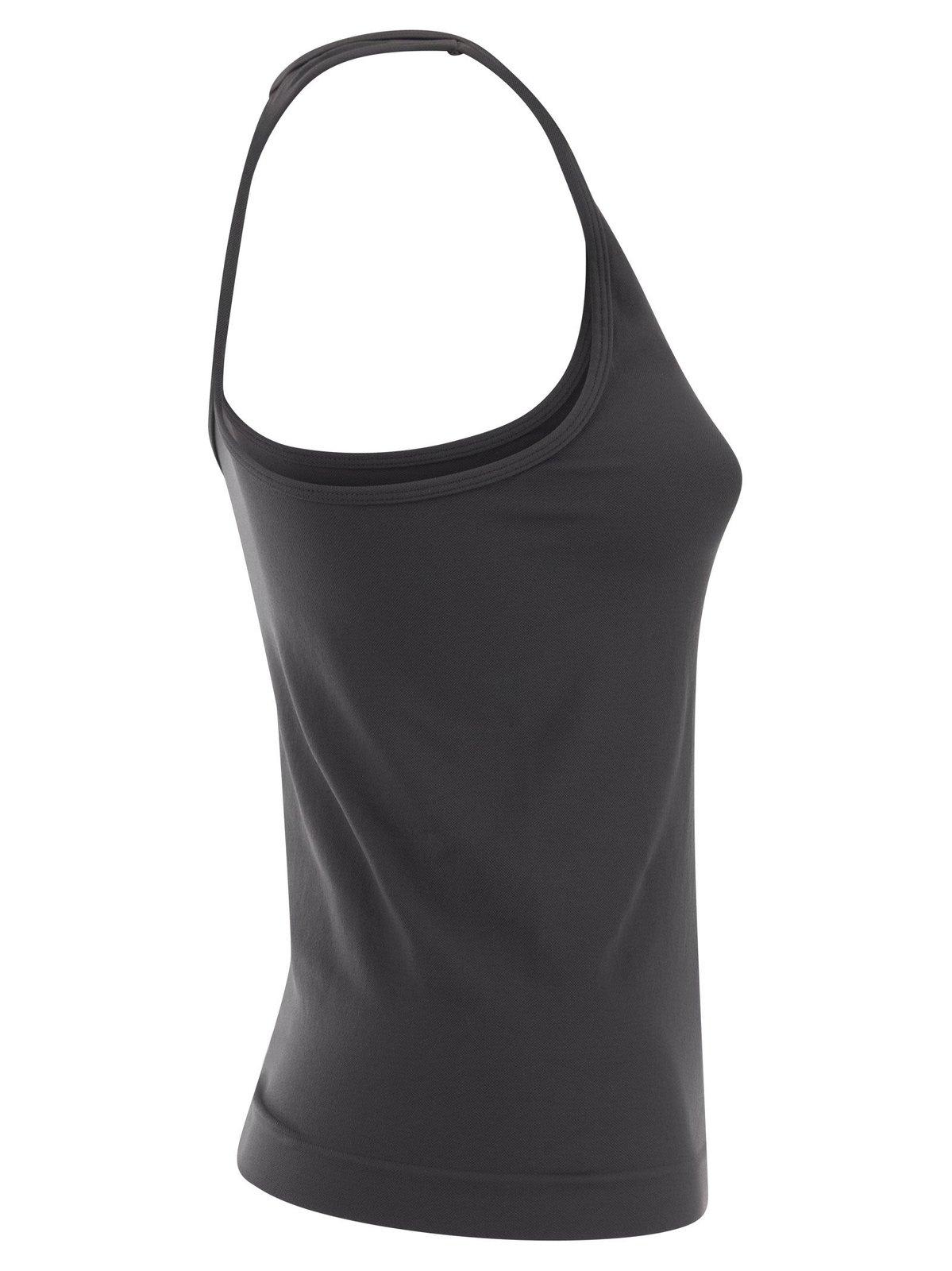 Shop 's Max Mara Logo Detailed Stretched Tank Top In Grey