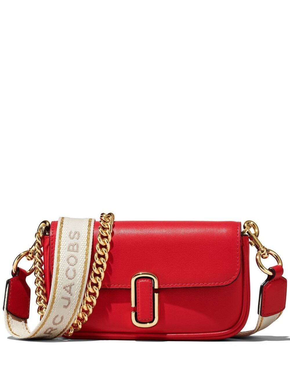 MARC JACOBS J MARC MINI RED SHOULDER BAG WITH LOGO BUCKLE IN SMOOTH LEATHER WOMAN