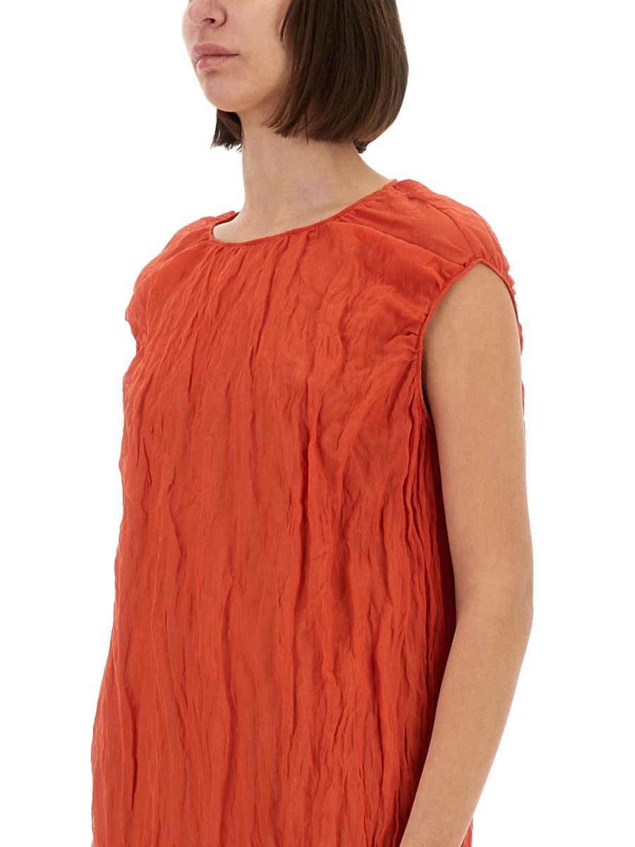 Alysi Metallic Gauze Longuette Dress In Red