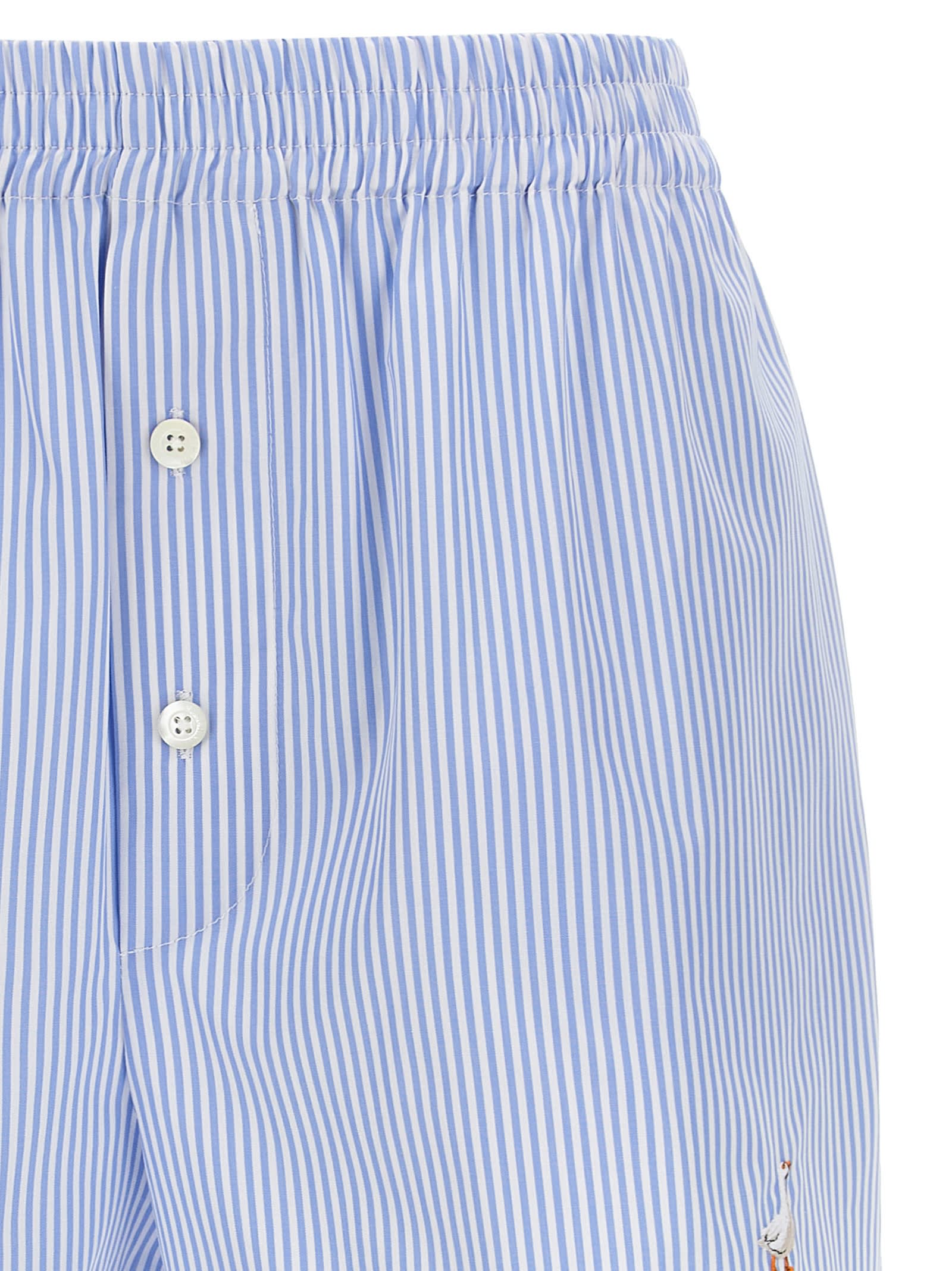 Moschino Striped Cotton Poplin Boxer Shorts In Blue/white