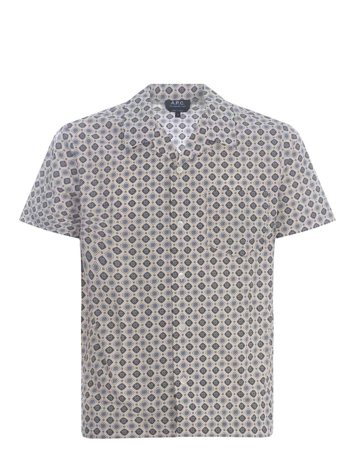Shop Apc Pattern-printed Short-sleeved Shirt In Blanc Casse