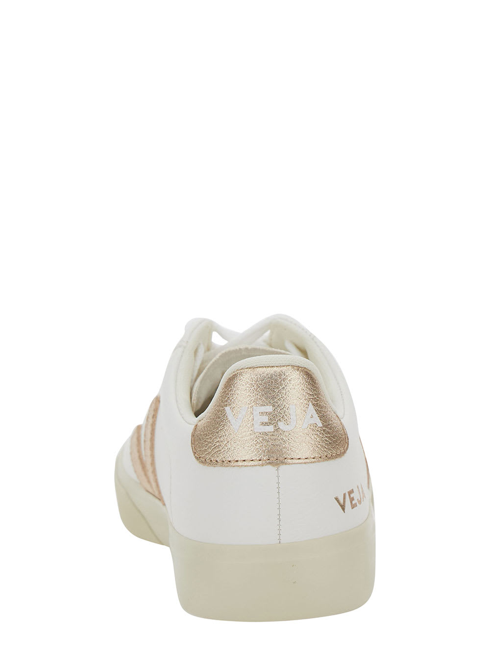 Veja Campo White Low Top Sneakers With Metallic Logo In Leather Woman In Multi