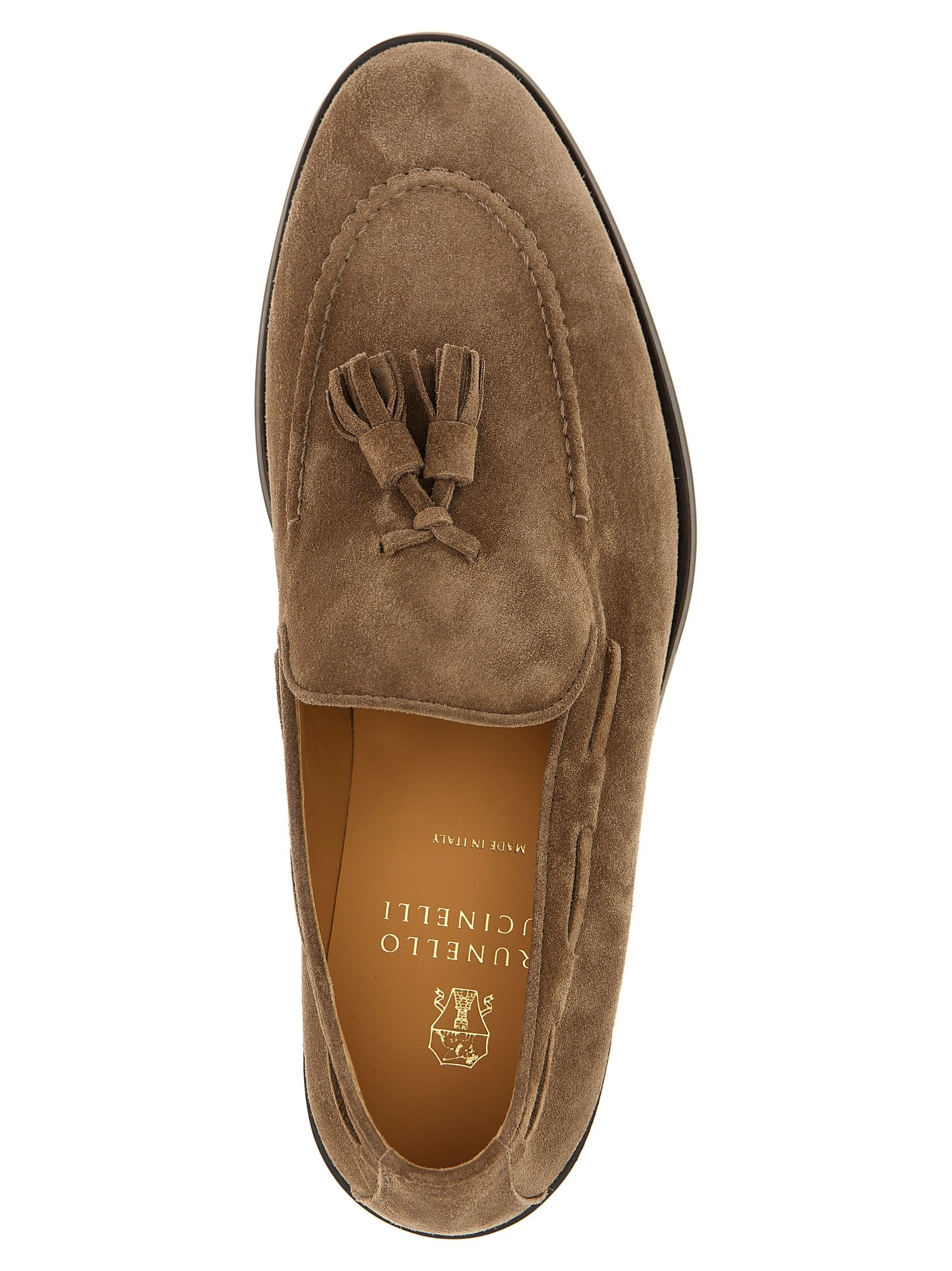 Brunello Cucinelli Suede Tassel Loafers In Beige
