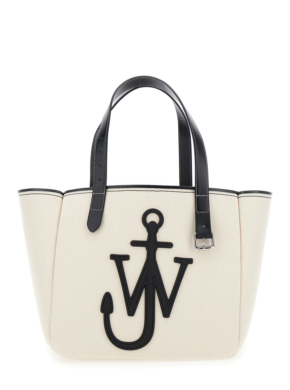 J.W. Anderson J. W. Anderson White Shopper With Jw Logo On The Front In Canvas And Leather Woman