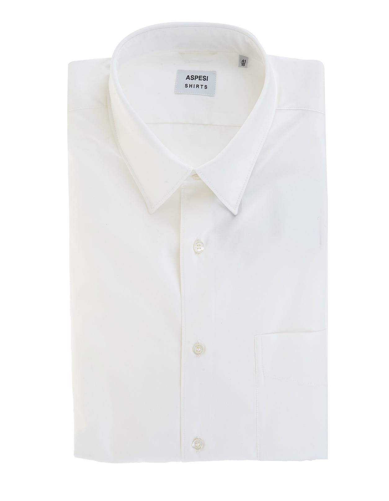 Aspesi Man Classic Shirt In White Cotton Poplin