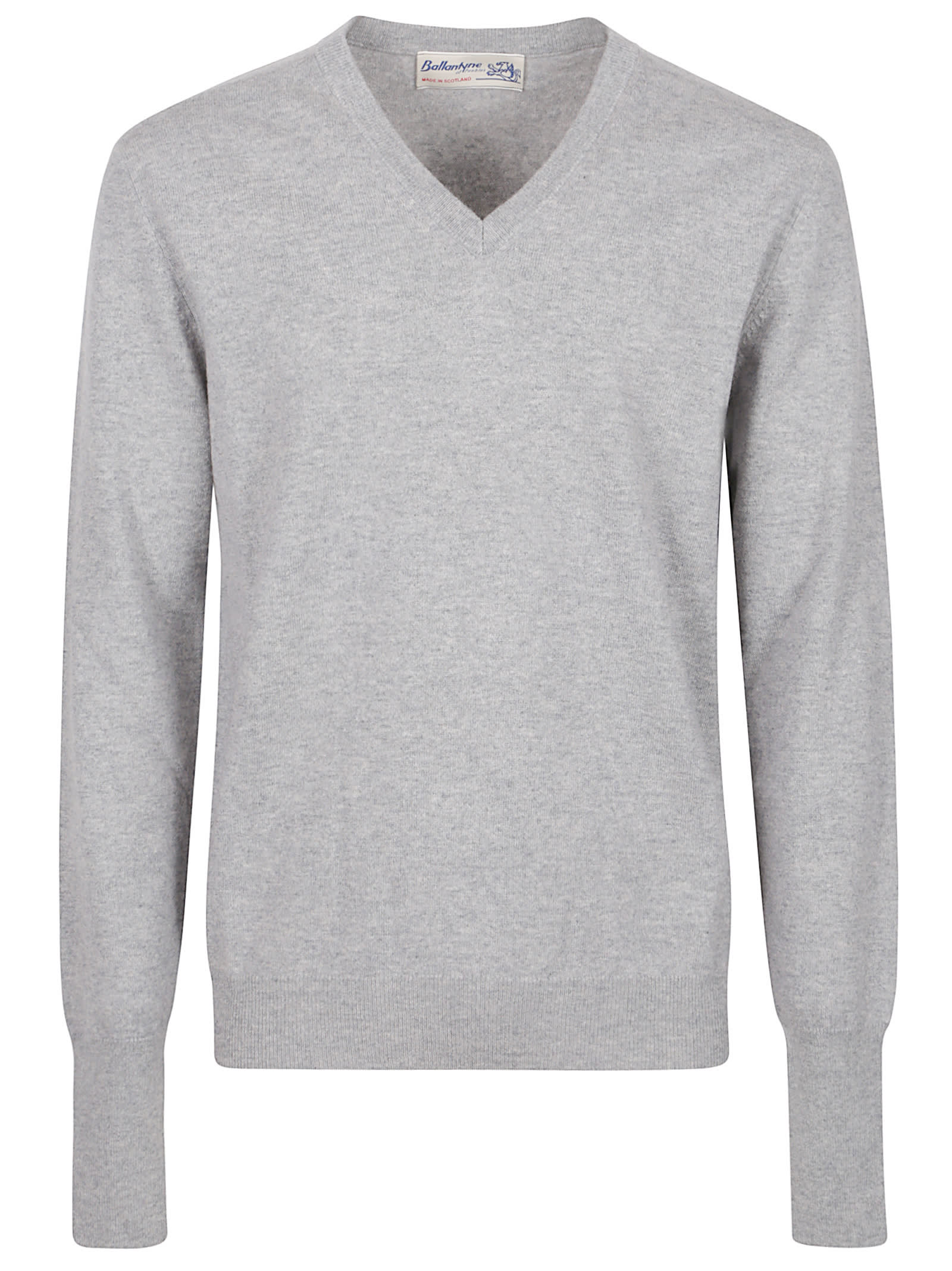 Ballantyne Plain V-neck Sweater In Gray
