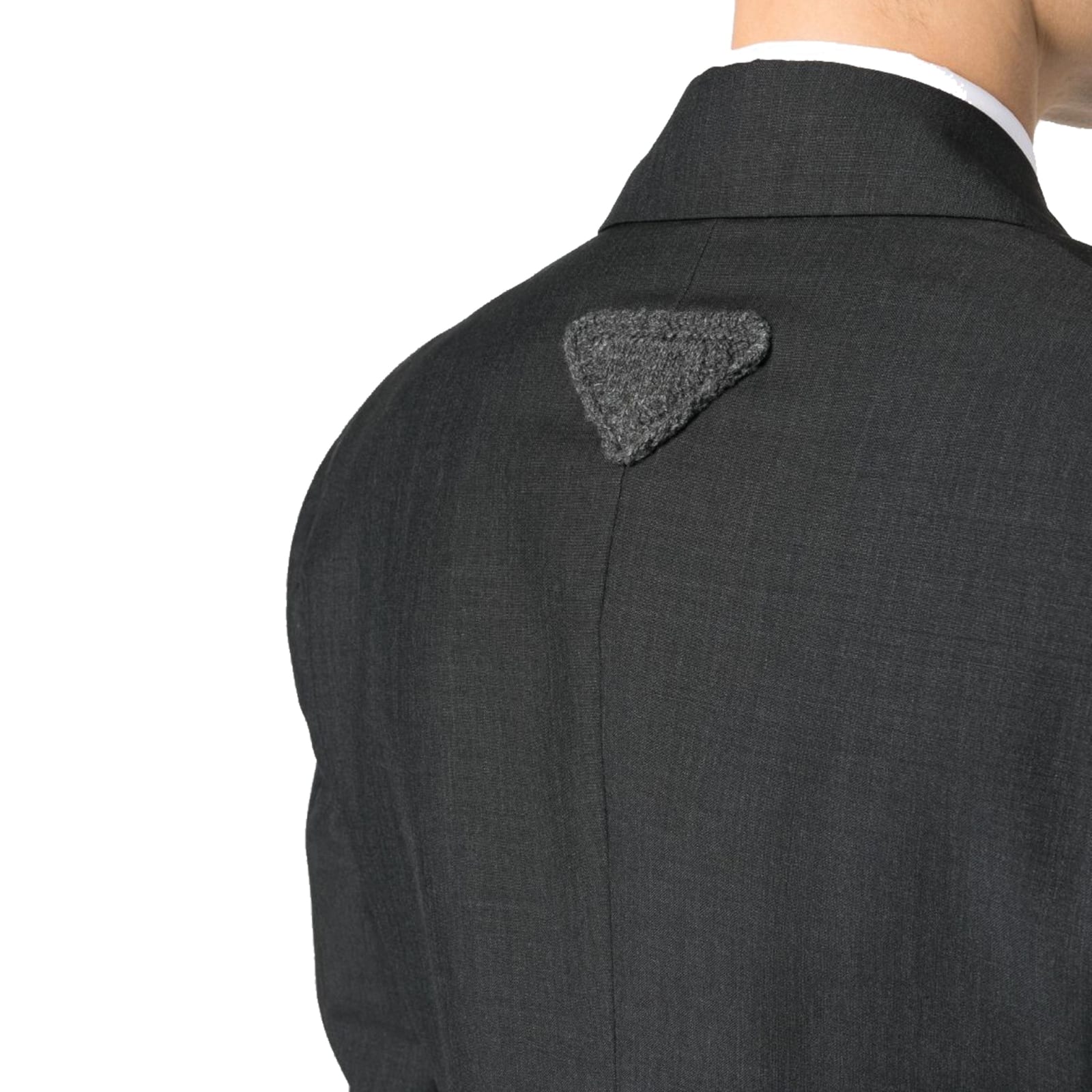 Prada Logo-patch Single-breasted Blazer In Gray