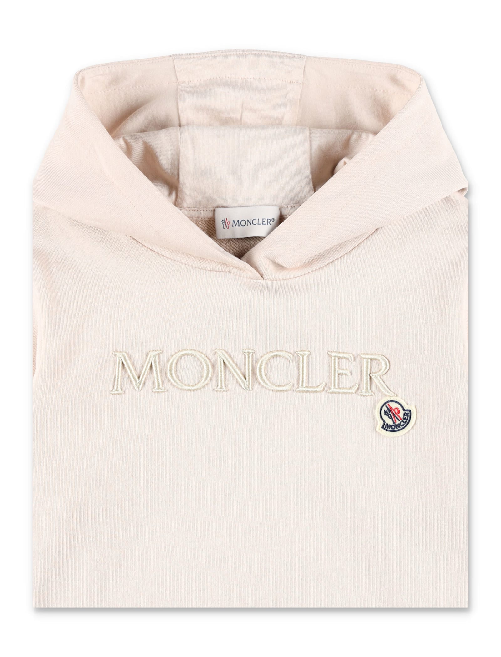 Moncler Kid - Embroidered Tonal Logo Cotto Hoodie In Rose